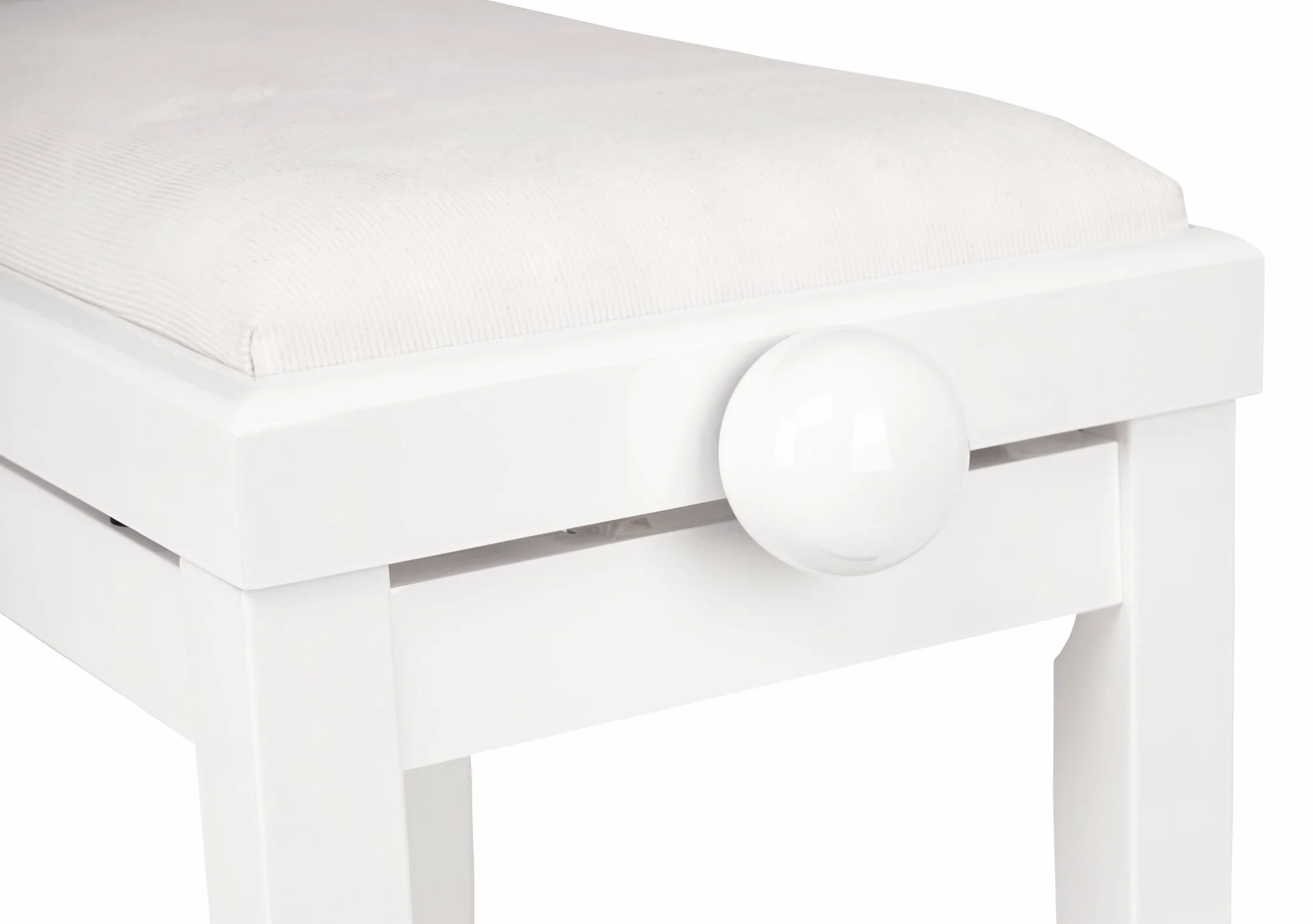 Classic Cantabile Panca per pianoforte bianco lucido - Altezza regolabile da 47 a 56 cm - Sgabello con meccanismo a fuso - Seduta panchetta 55 x 32 cm - Sedia con rivestimento in velluto, stabile