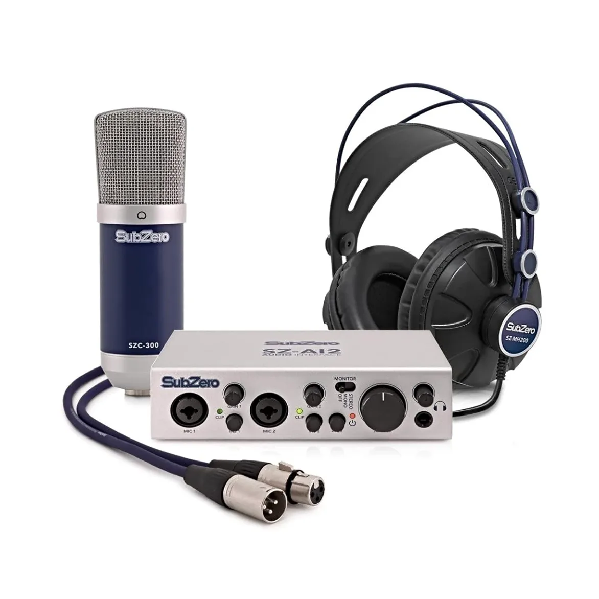 BASE-2 Kit Studio di Registrazione Audio Musicale con Microfono, Interfaccia Audio e DAW