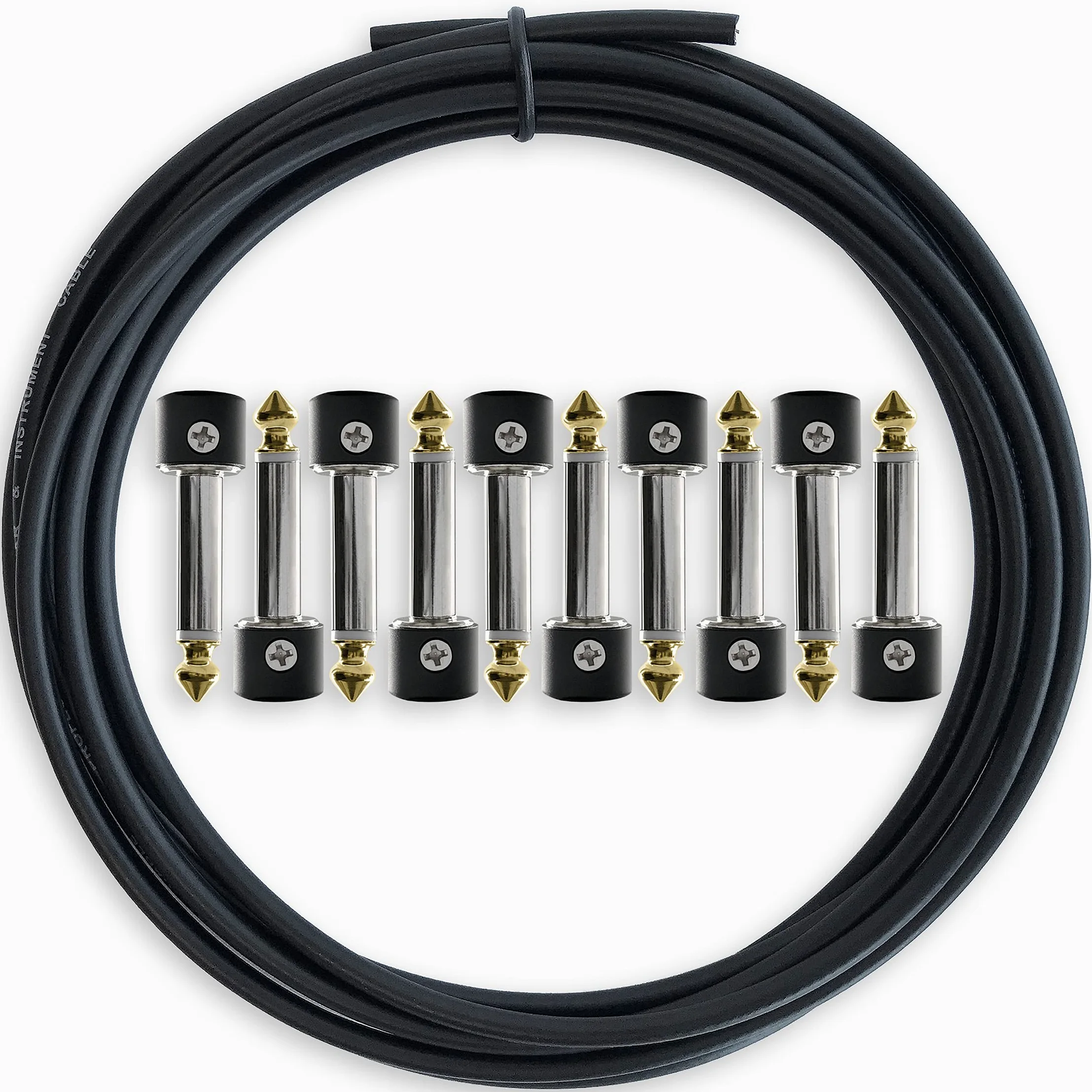 Crosby Kit di cavi per pedaliera senza saldatura - Nessuna spellatura richiesta, 3 metri di cavo e 10 connettori a punta dorata con viti magnetiche compongono 5 cavi patch personalizzati fai da te