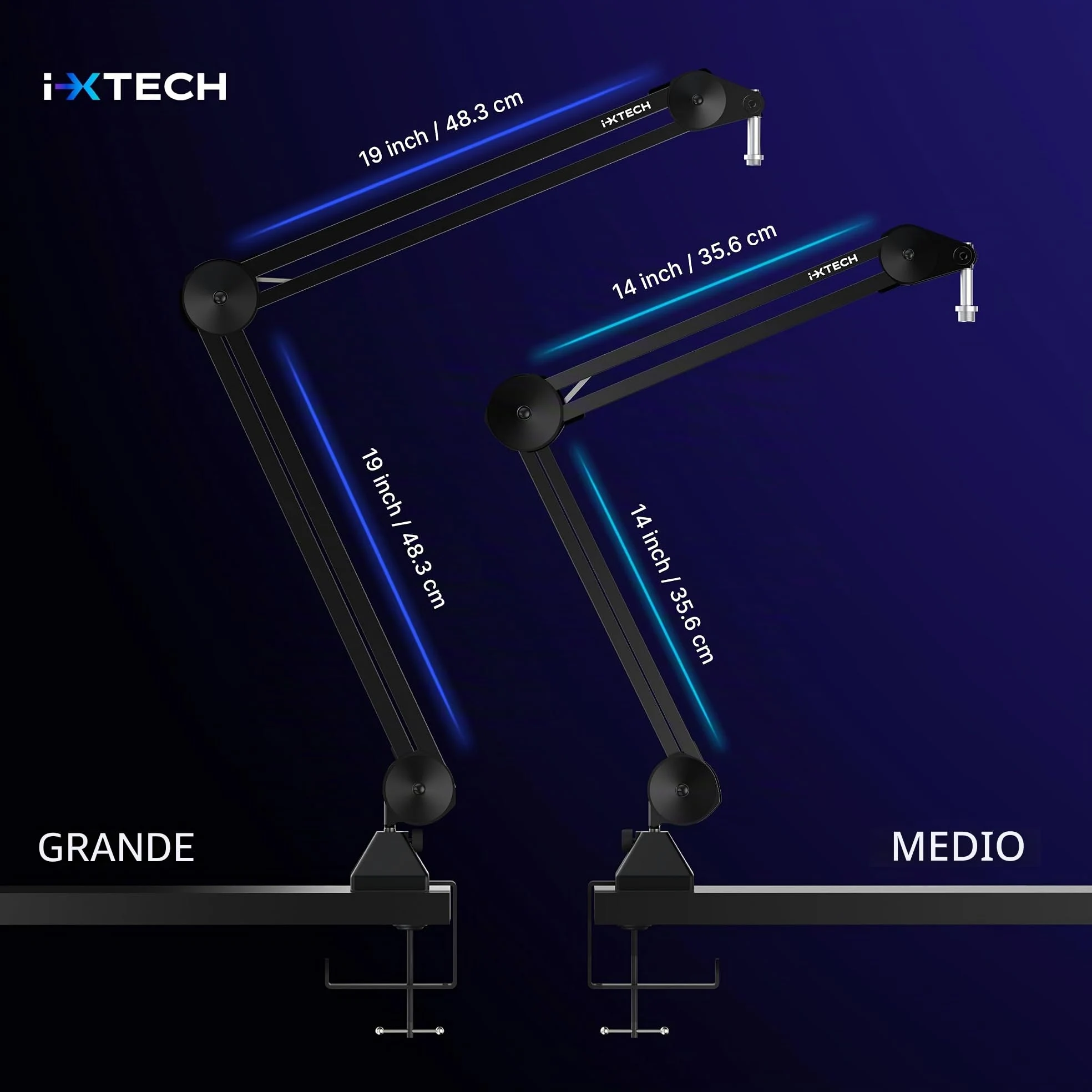 IXTECH Supporto per microfono a braccio regolabile, resistente, con fascette, supporto da scrivania per gaming, streaming e podcasting.