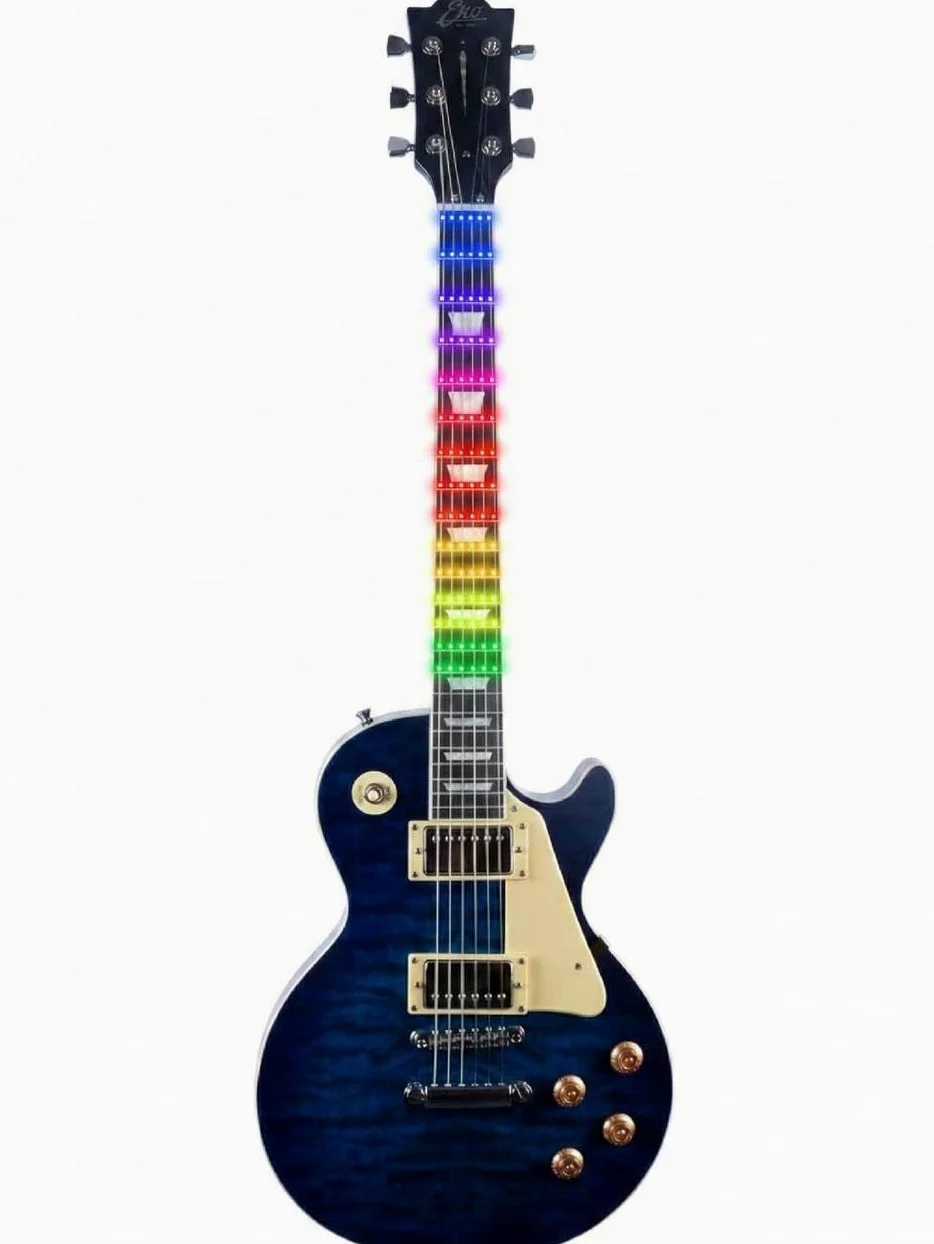 EKO GUITARS, LS-300 VISUAL NOTE, chitarra elettrica stile Les Paul, sistema LED per apprendimento, pickup humbucker, tastiera Laurel, Blue Quilted
