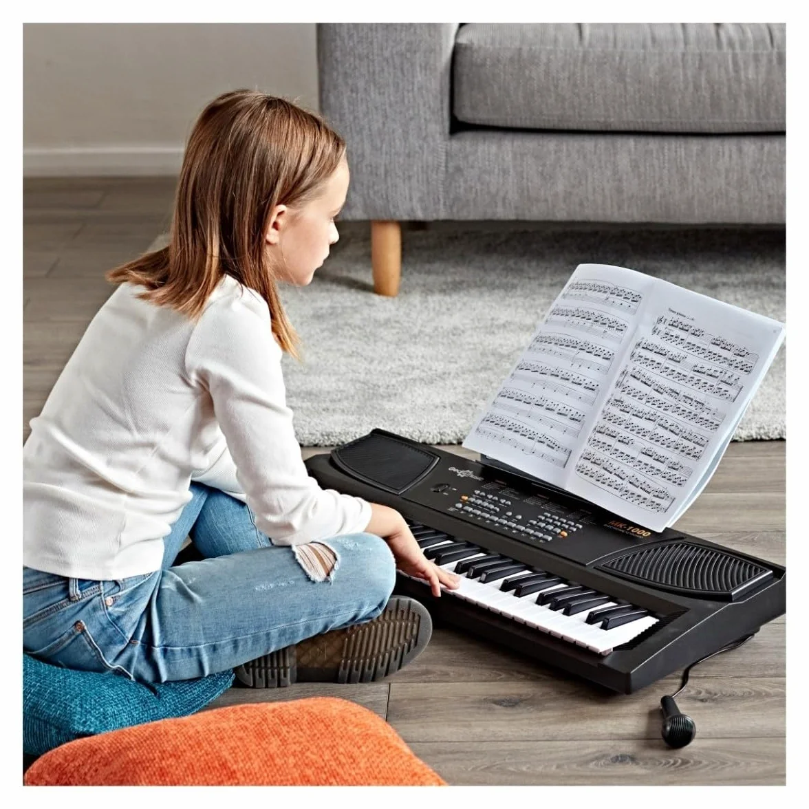 Gear4music Pianola per Scuola Media Tastiera Musicale Portatile per Bambini 5-10 Anni con Cuffie 54 Tasti | Per suonatori alle prime armi, 20 voci e 10 ritmi, funzione di insegnamento integrata, registrazione e riproduzione