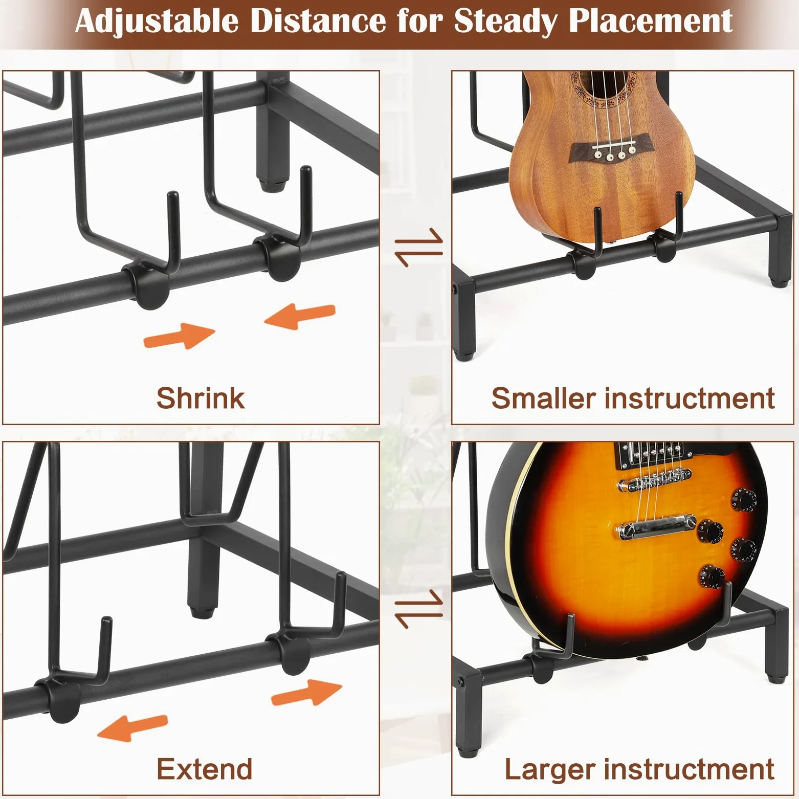 Bikoney Supporto Chitarra a 5 Livelli per Chitarra Acustica, Elettrica, Basso, Supporto Rack per Chitarra Regolabile per Più Chitarre Porta Chitarra