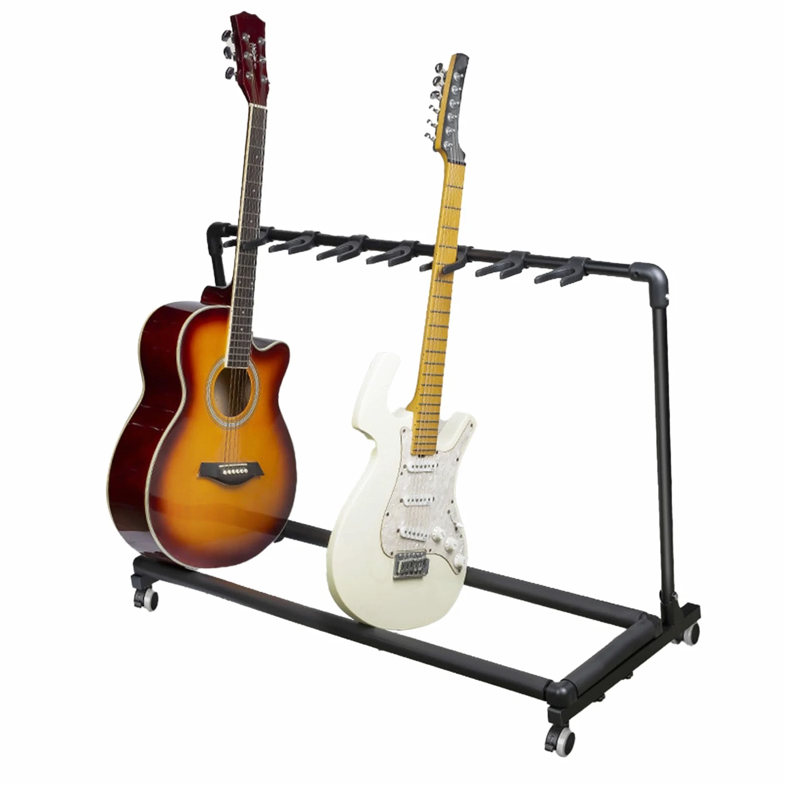 Stand per Chitarra in Metallo con Ruote, Supporto per Chitarra per Varie Chitarre, per Negozi di Musica (FL-13W) (FL-11W) (FL-17W)