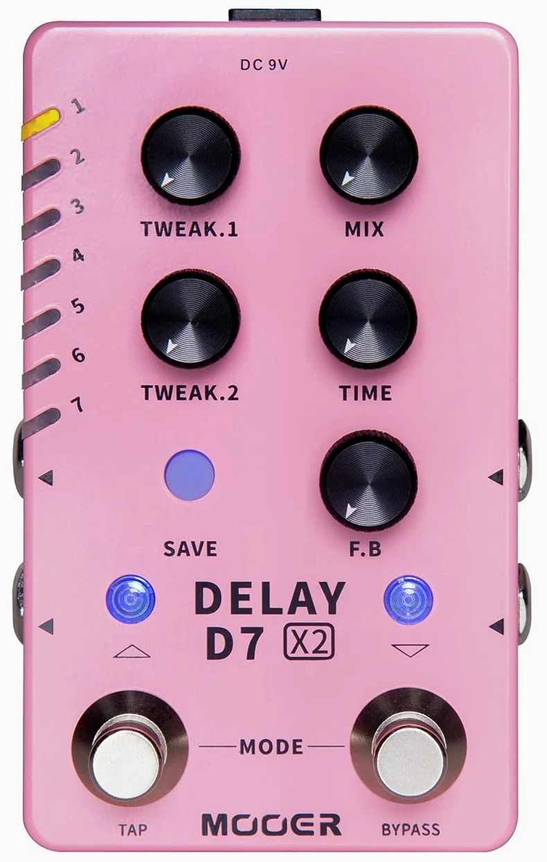 MOOER D7 X2 Delay - Multi-Delay, rosa