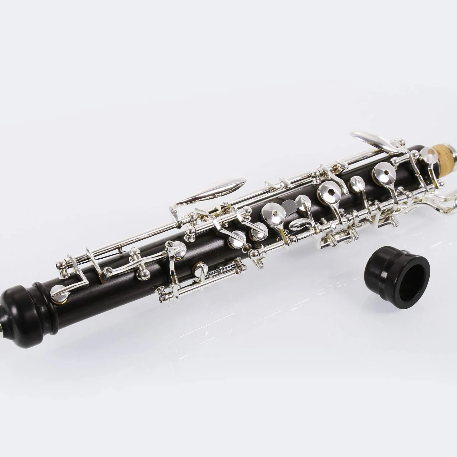 Rochix Oboe WHS36 - Oboe professionale con corpo in legno di ebano placcato argento, tono C semi-automatico, con 2 ance, 1 panno per la pulizia, 1 tampone per oboe, 1 poggia pollice, 1 custodia e