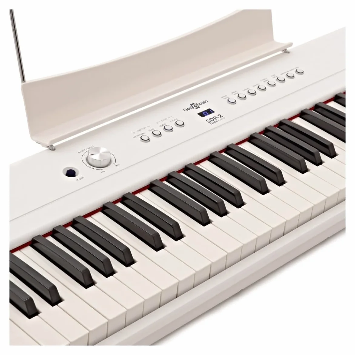 SDP-2 Pianoforte digitale con borsa da concerto Gear4music - Bianco | Pianoforte Digitale Pesato 88 Tasti, Alimentato a Rete o Batterie, Altoparlanti e Uscita Cuffie Integrati, Borsa