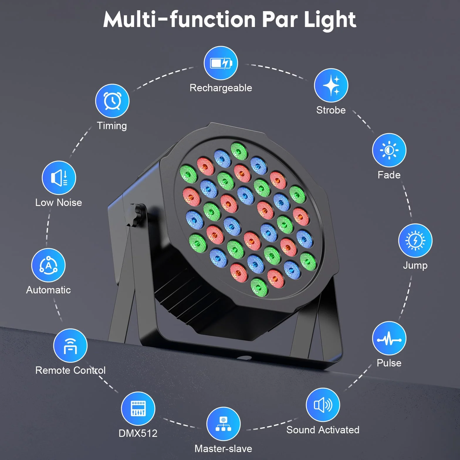 LED Par a Batteria, 4 Pezzo 36W RGB a Batteria, LED Faretto con Telecomando, Luce Discoteca per DJ, Club, Festival