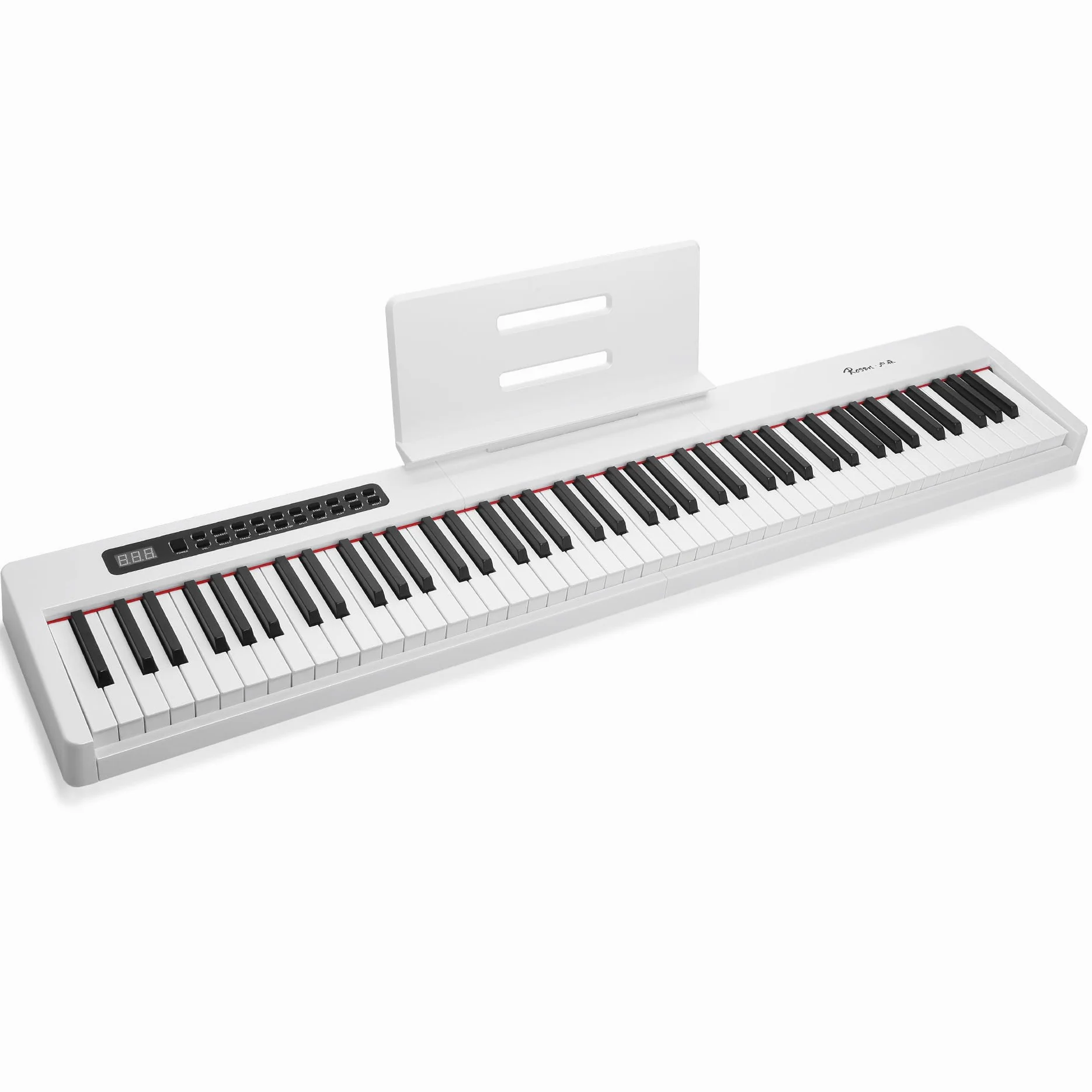 Rosen P21 Tastiera Semi-Pesata 88 Tasti Pianoforte Digitale per Principianti, Pianoforte Elettrico Portatile con Pedale di Sostegno e Alimentazione, Bianco