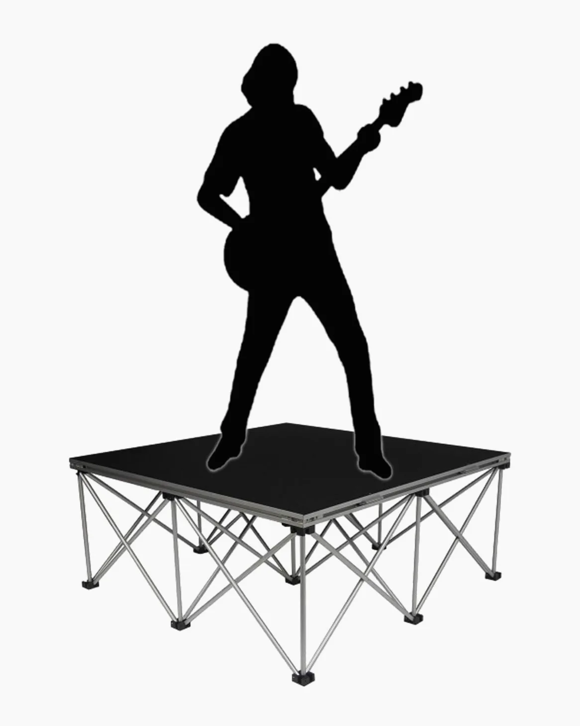 Palco portatile con gambe regolabili, design modulare per eventi all'aperto, matrimoni e spettacoli