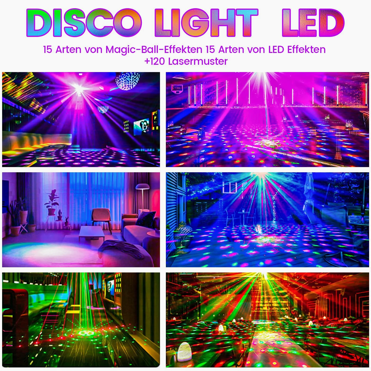 Sfera da discoteca 4 in 1 controllata dalla musica da discoteca con telecomando, LED discoteca luci da discoteca per feste, bar, matrimoni, Halloween, Natale, compleanni
