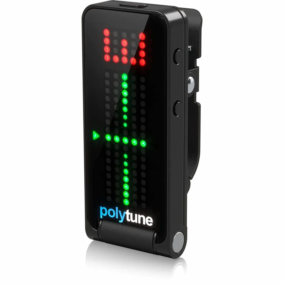 TC Electronic POLYTUNE CLIP NERO Accordatore a clip polifonico nero brillante con accordatura stroboscopica