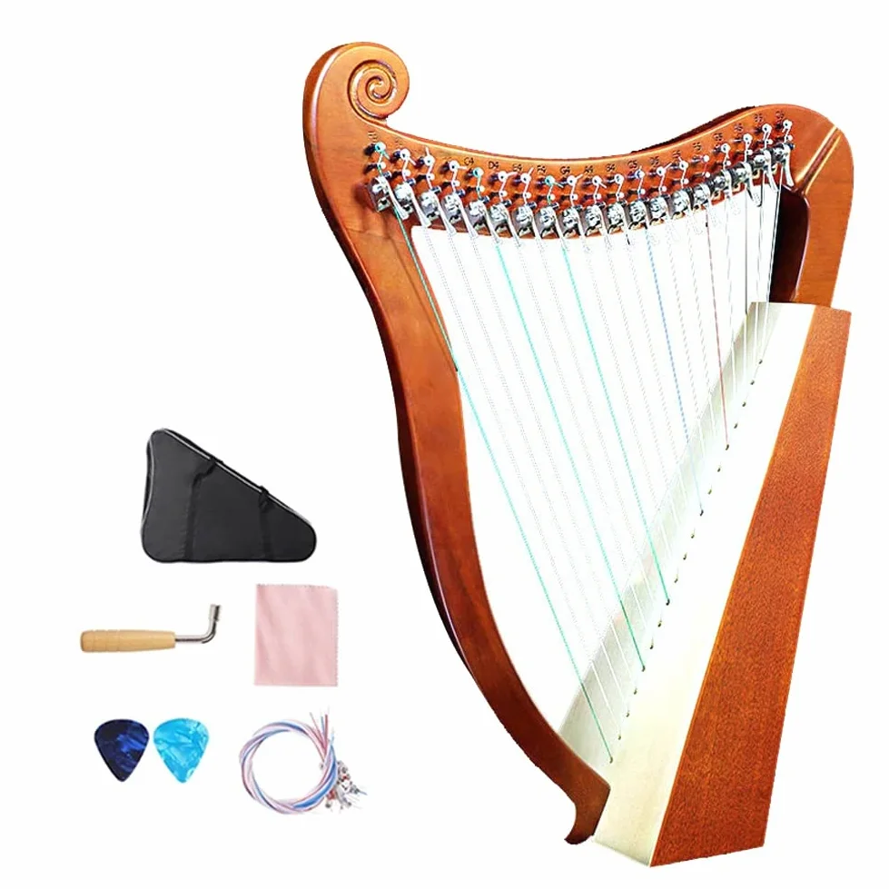Arpa Lira, Arpa Lira a 19 Corde, Strumento a Corde Lira impiallacciato in Legno massello con Strumento Musicale a Lira a Mezza Chiave, per Principianti per Bambini Adulti