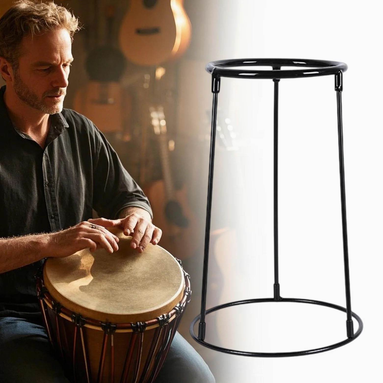 Supporto per strumenti a percussione, supporto regolabile da pavimento in acciaio al carbonio, supporto per percussioni nero, forniture per strumenti musicali per adulti, principianti e musicisti