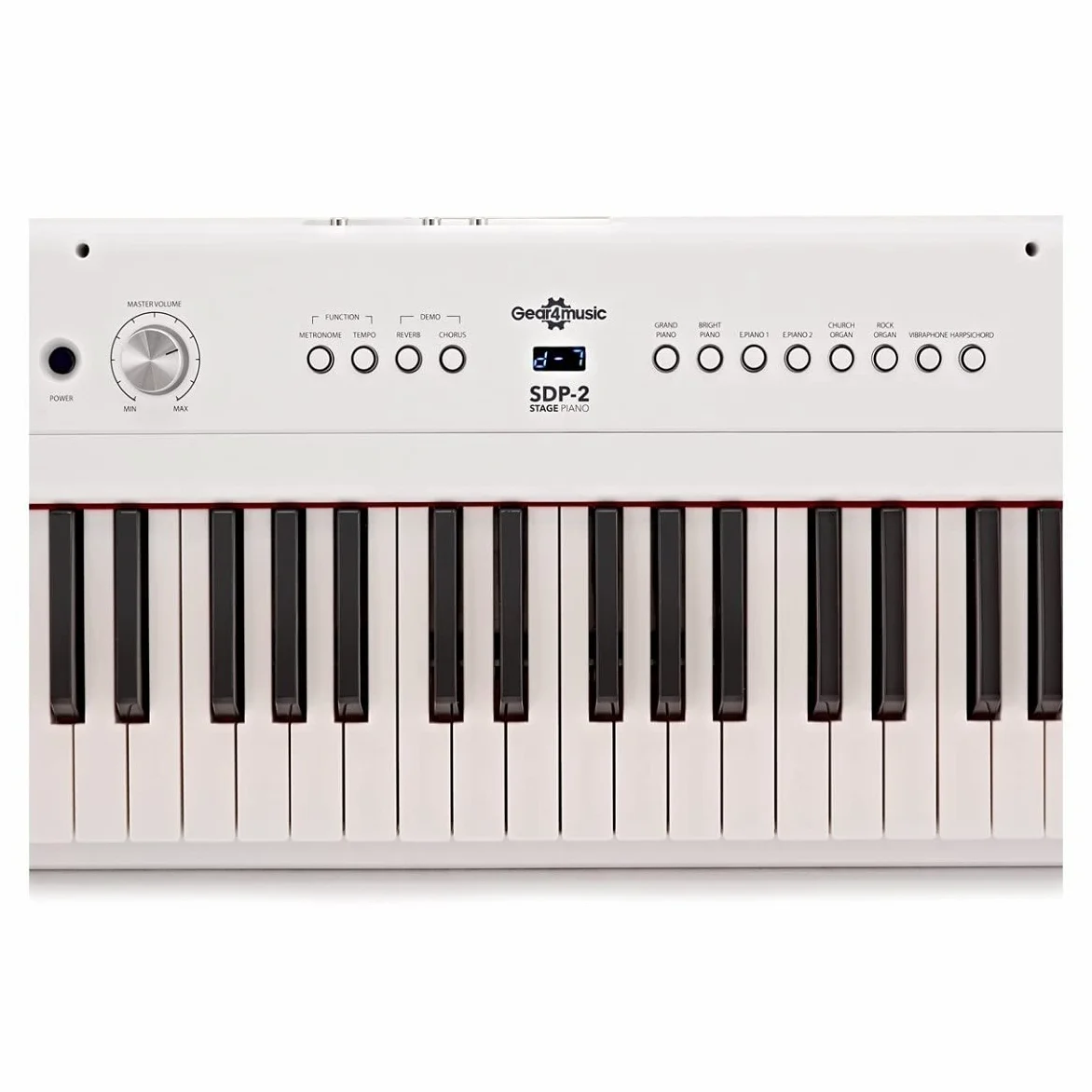 SDP-2 Pianoforte digitale con borsa da concerto Gear4music - Bianco | Pianoforte Digitale Pesato 88 Tasti, Alimentato a Rete o Batterie, Altoparlanti e Uscita Cuffie Integrati, Borsa