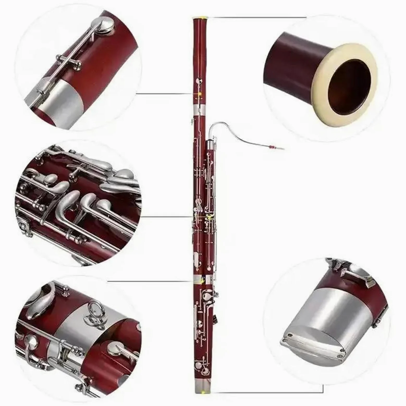 Corpo In Acero Cupronichel Chiavi Placcate In Nichel Strumenti A Fiato Per Fagotto Tono C Con Accessori Set con Fagotto