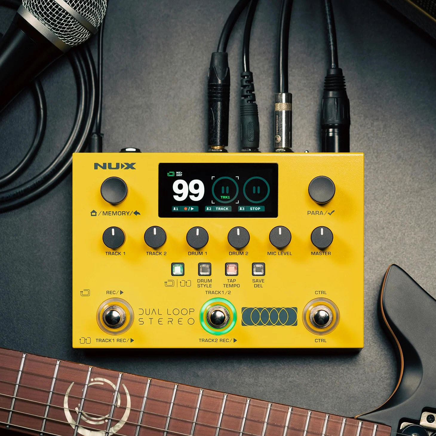 NU-X - Pedale Stereo Dual Loop | Looper Multi-Effetti per Chitarra, Basso e Voce con Drum Machine, Registrazione USB, MIDI e Footswitch per Performance dal Vivo