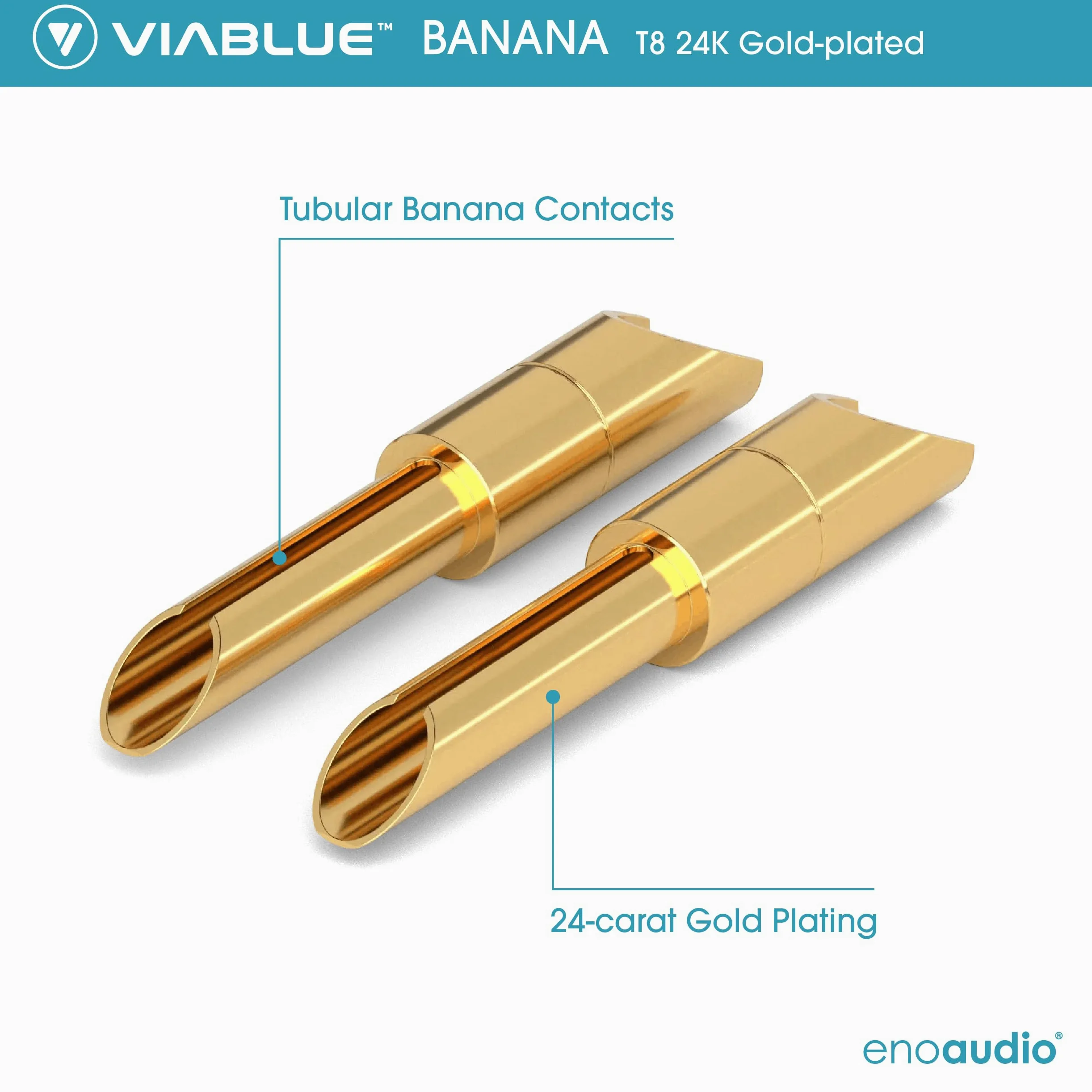 enoaudio Mogami 3103 (L,R) Coppia di cavi per altoparlanti ad alta definizione, oro 24 K, T8, spina a banana, 3 m