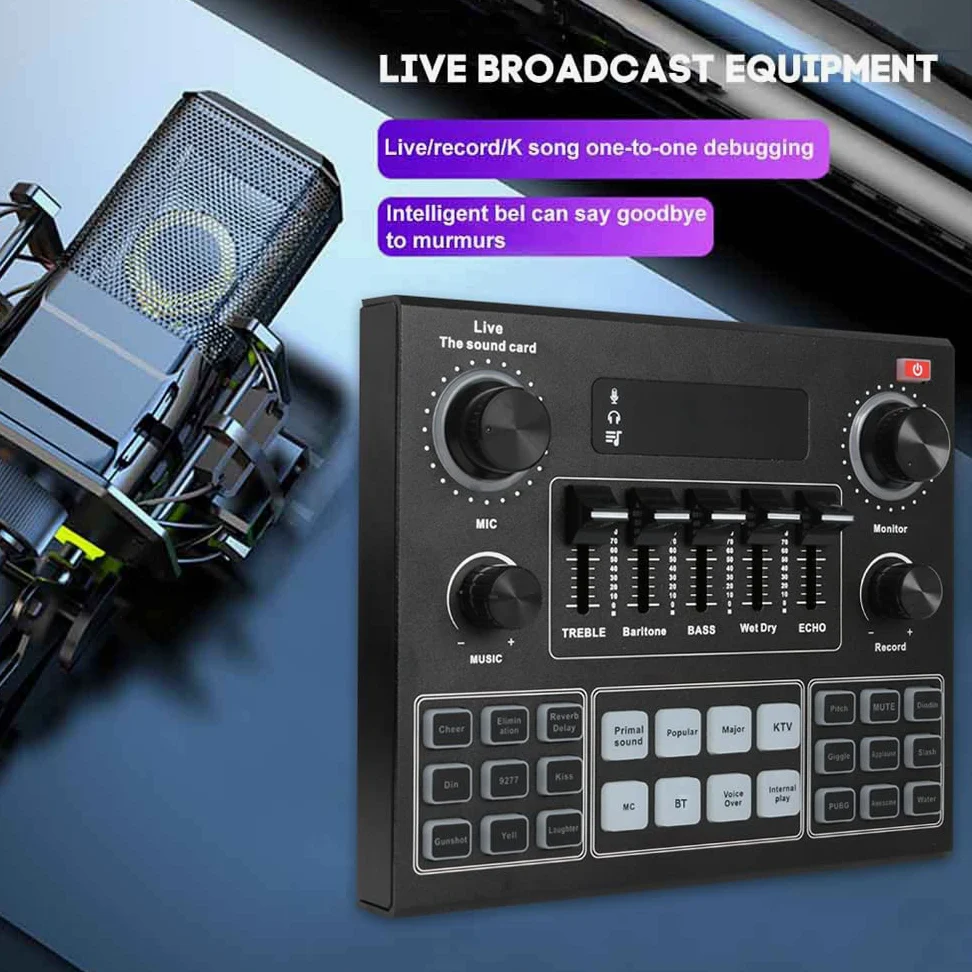 Scheda Mixer Audio Bluetooth Mini, Scheda Audio Live con Vari Effetti sonori, Scheda Audio Cambia Voce in Streaming Live per la Registrazione di Musica, Trasmissione di canti