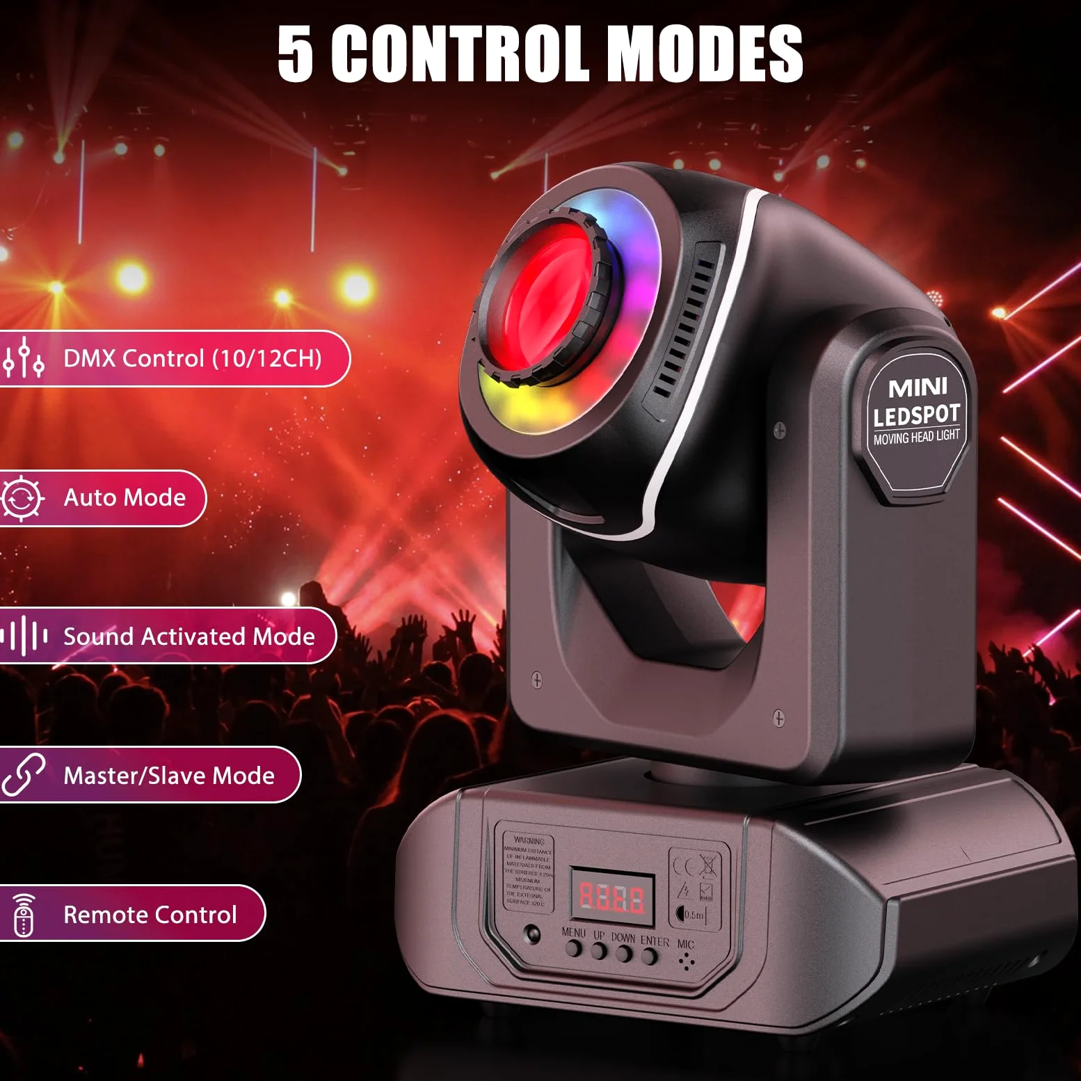 50W Teste Mobile LED Luci da Palco, RGBW Luci Discoteca con Telecomando DMX512 10/12CH Luci da Palcoscenico per Spettacoli Discoteche Bar Feste