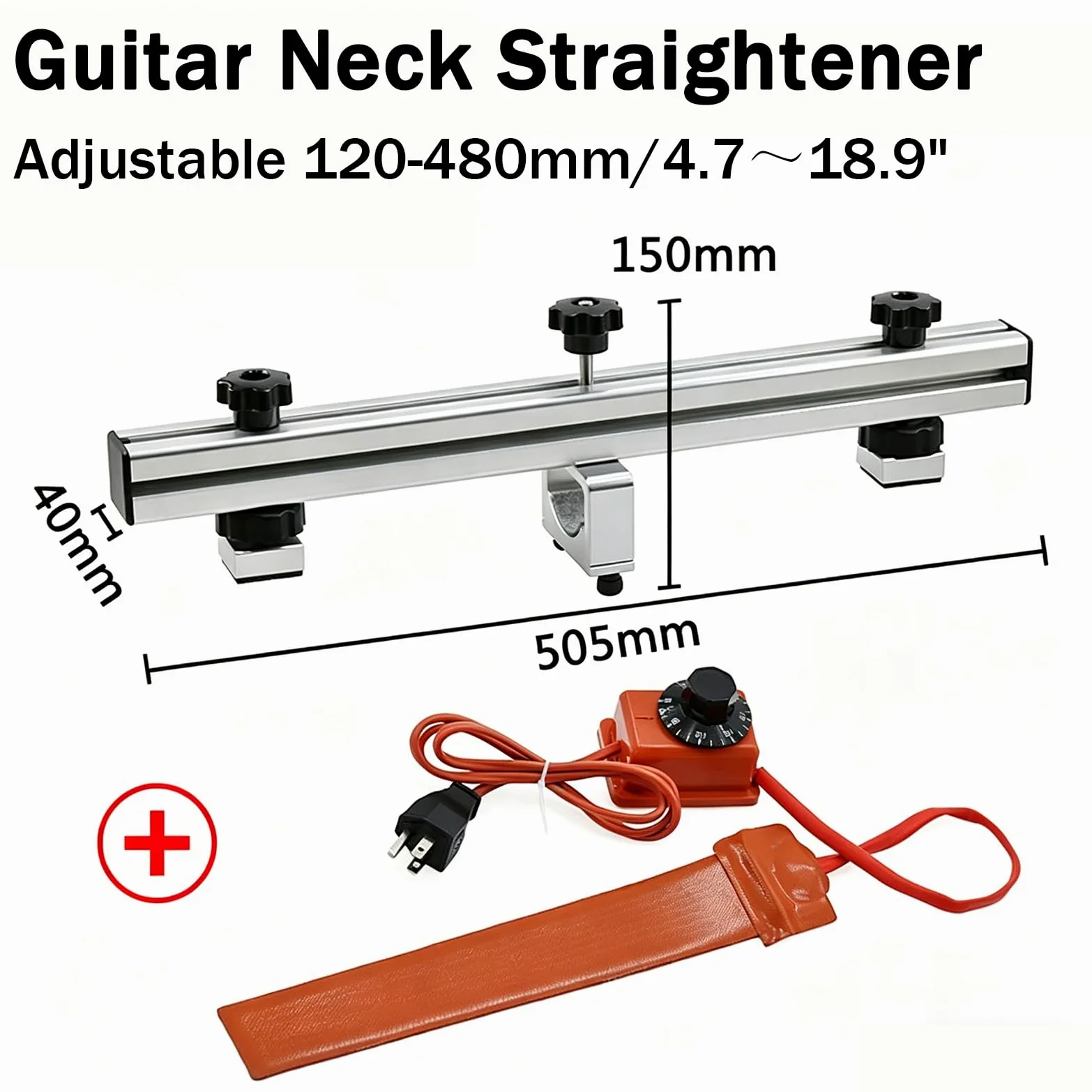 Piastra per il collo della chitarra, strumento di manutenzione professionale, regolabile da 120 a 480 mm, con cuscinetto riscaldante, per riparazione chitarra acustica/elettrica