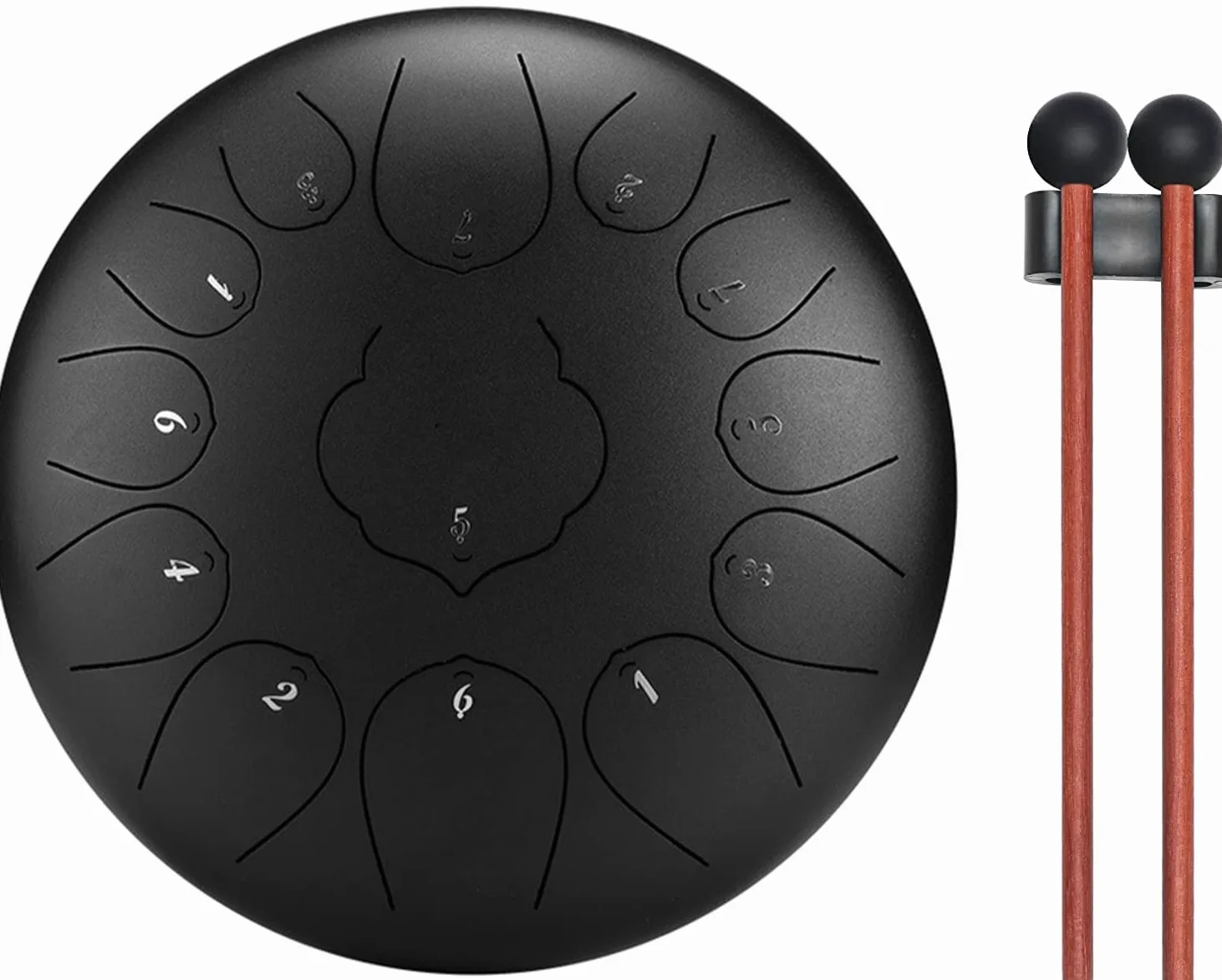 Steel Tongue Drum, Handpan, Tamburo a Lingua in Acciaio, 12 Pollici 13 Note Tamburo Strumento a Percussione con Bacchette per Tamburi, Carry Bag, Libro di Musica, per l'Educazione Musicale