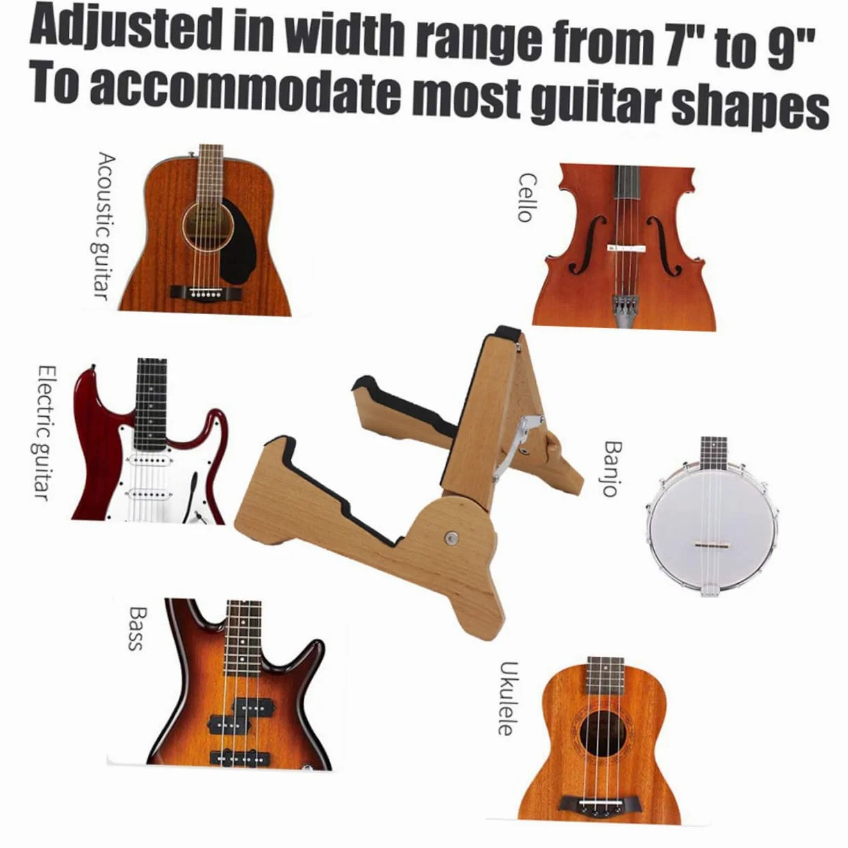 SUPVOX Supporto per Chitarra in Legno Portatile Design Smontabile per Bassi e Violini, per Casa e Negozio di Strumenti Musicali