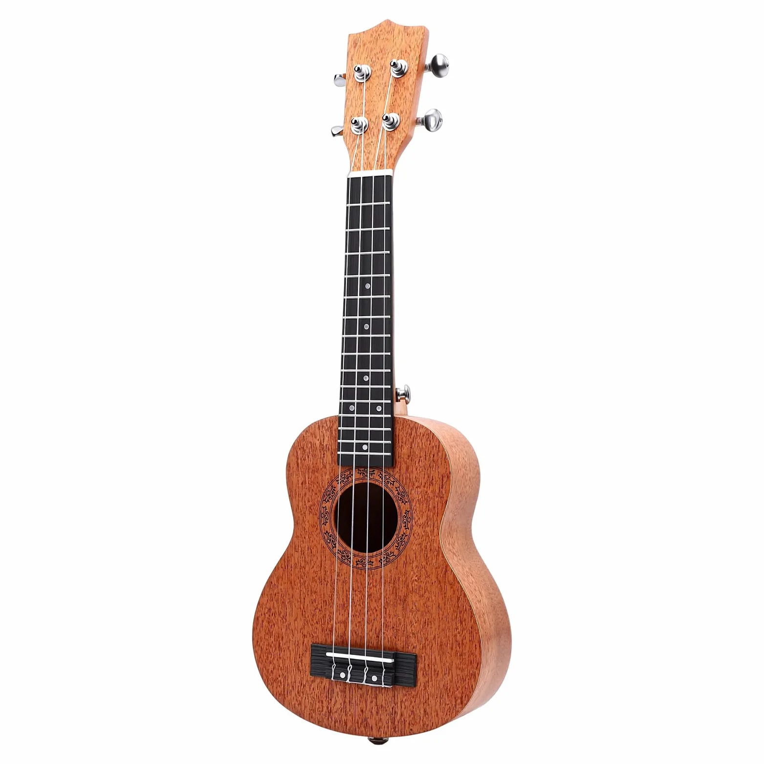 Jeffergarden Ukulele Acustico in Mogano da 21 Pollici, in Legno Massello, a 4 Corde, con Borsa Portatile, Accordatore, Cinghia, Capotasto e Plettri per Adulti, Bambini e Principianti