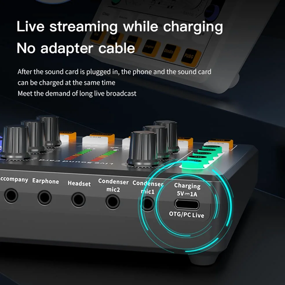 Scheda Mixer Audio Bluetooth Mini, Scheda Audio dal Vivo con Vari Effetti sonori, Scheda Audio Cambia Voce in Streaming Live per la Registrazione di Musica, Trasmissione di canti, Nero