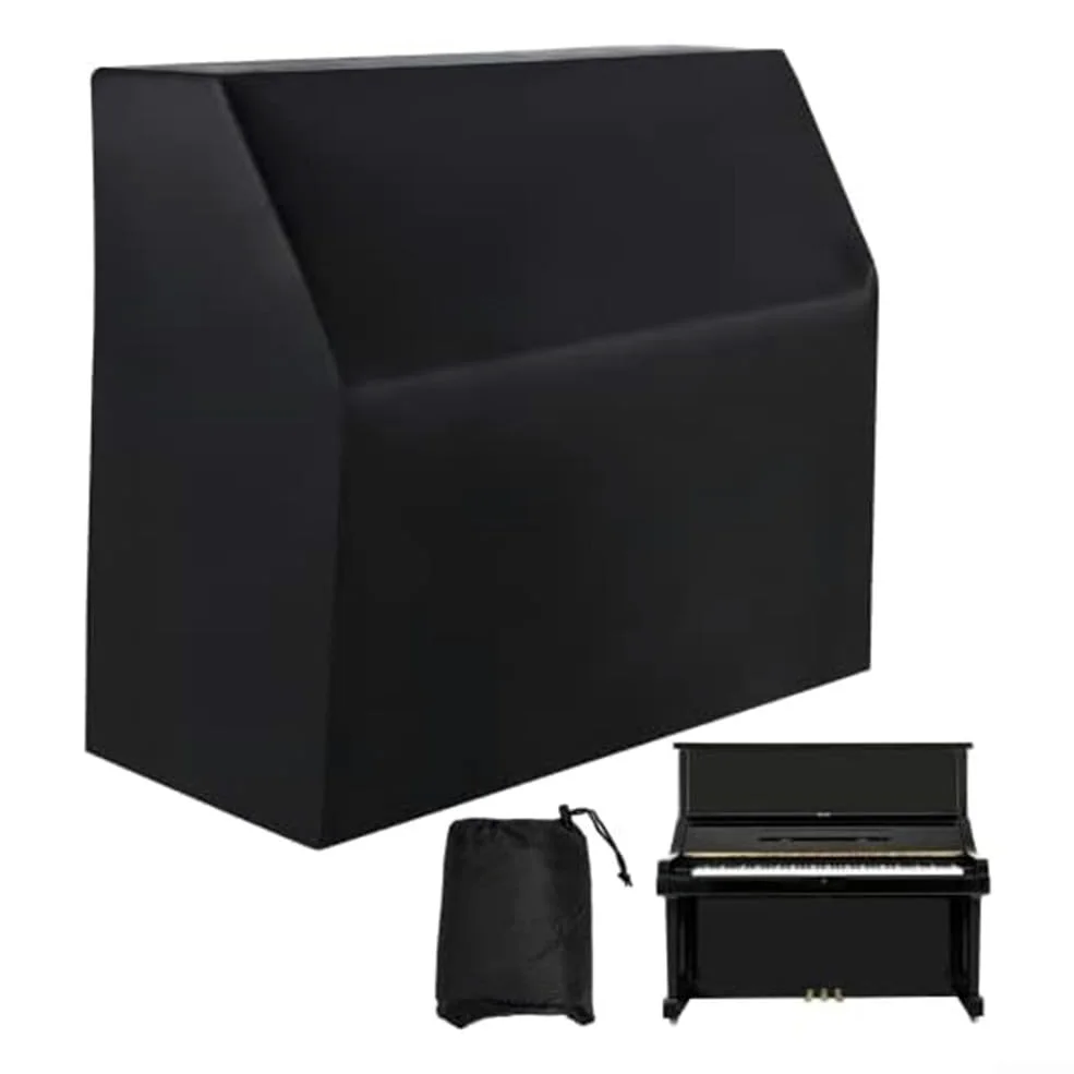 Copertura per pianoforte verticale Oxford 420D con rivestimento argento, 153 x 35 x 110 cm, custodia protettiva antipolvere completa per uso interno ed esterno, custodia nera inclusa