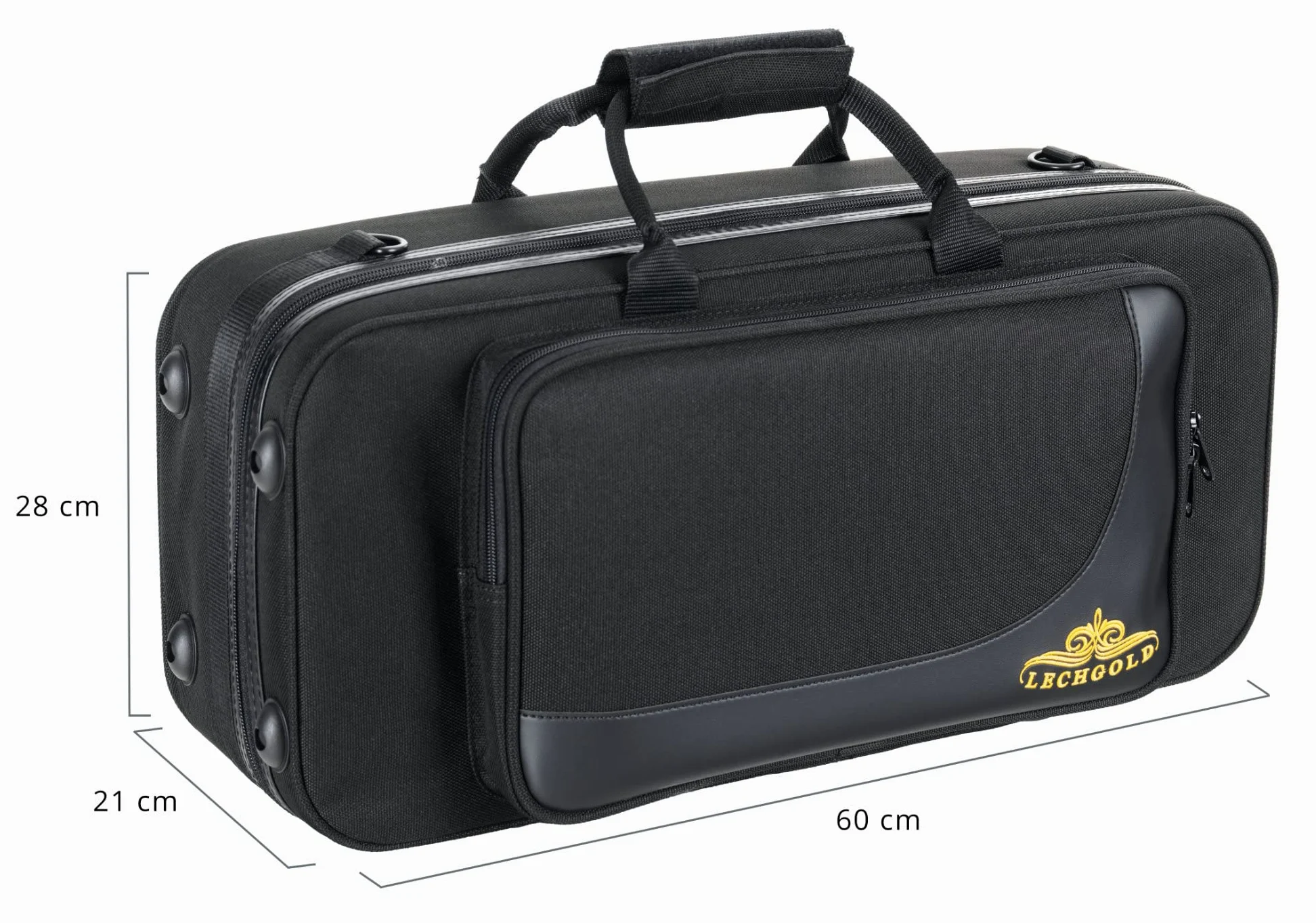 Custodia Leggera Lechgold per Tromba Bb - Lightcase per tutte le trombe comuni con valvole Perinet - Imbottitura termica - Tasca esterna - Set zaino - Bocchino e accessori - Nero