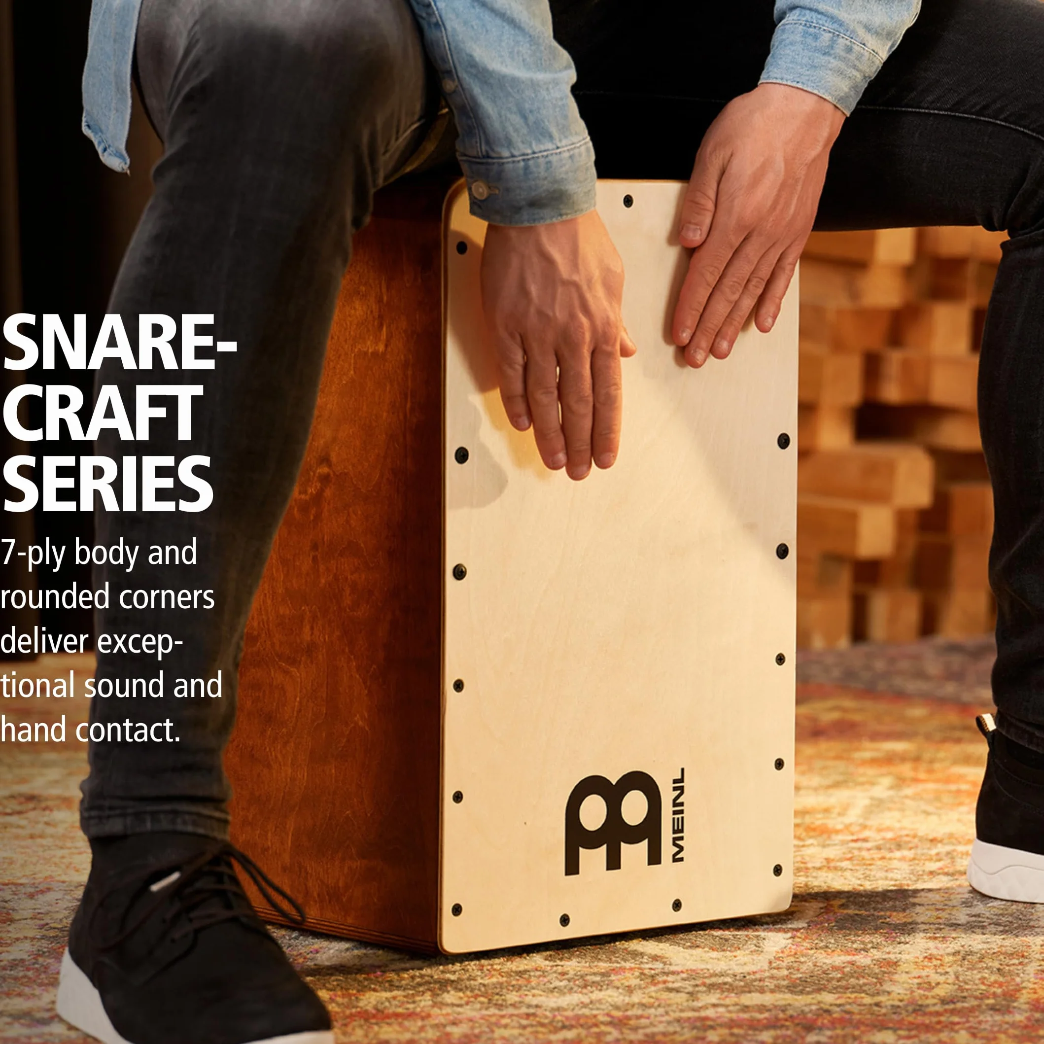 Meinl Percussion Snarecraft Cajon Instrument - Grande Drum Box con 2 Cordiere - Superficie di Suono Betulla del Baltico (SC100AB-B)