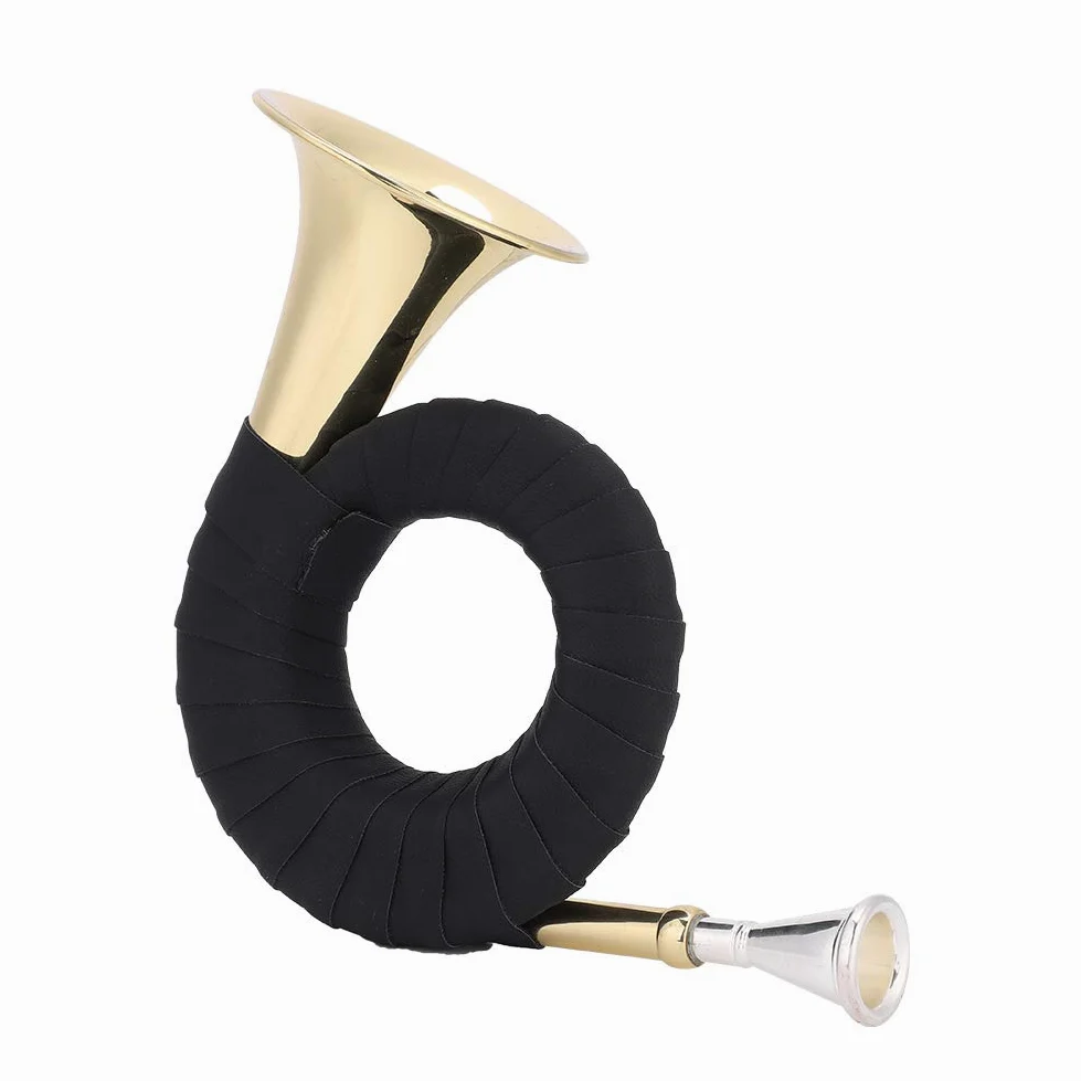 Aramox Mini Corno in Ottone, Strumento Musicale Professionale Dal Design Accattivante e Lavorazione Squisita, Comoda Impugnatura in PU, per Amanti e Studenti di Musica