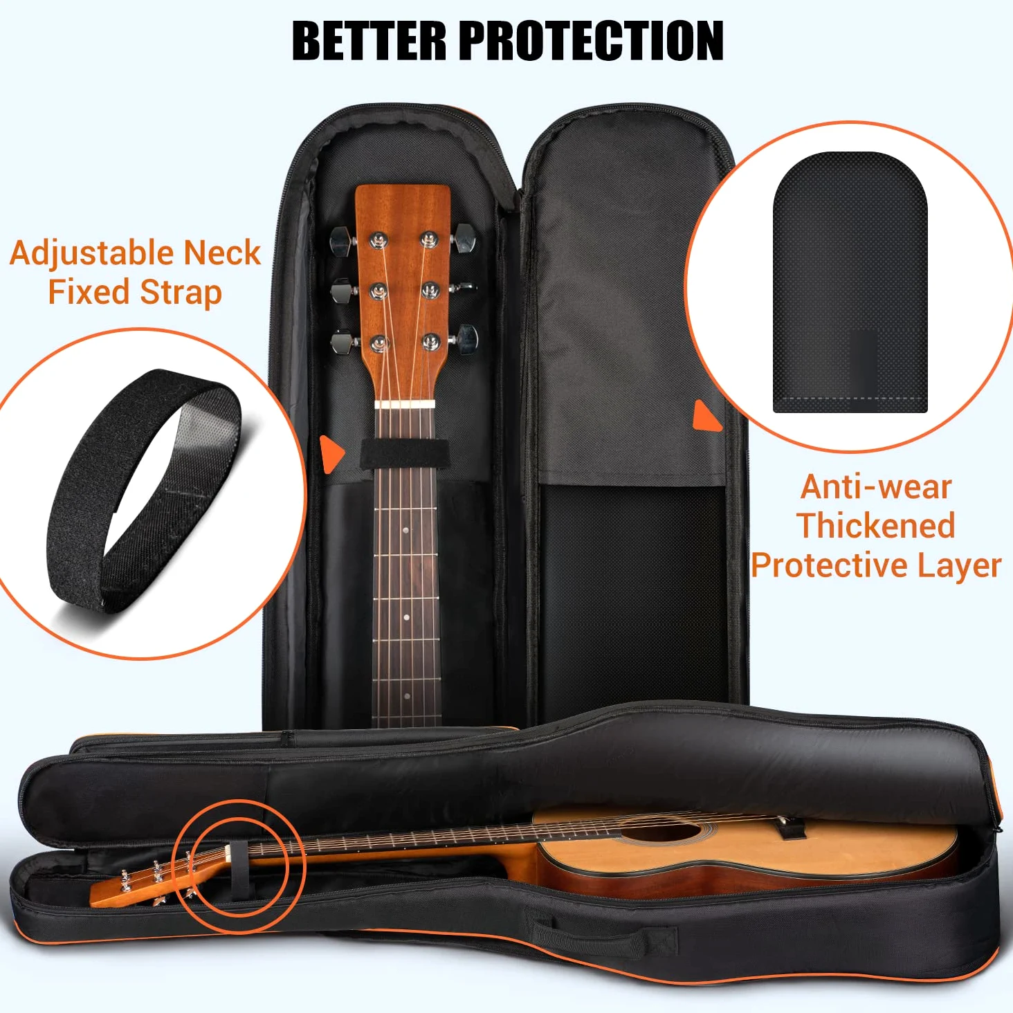 CAHAYA Borsa per Chitarra Acustica 44 Pollici Chitarra Custodia Chitarra per Jumbo e Dreadnought con 2 Modi di Trasportare