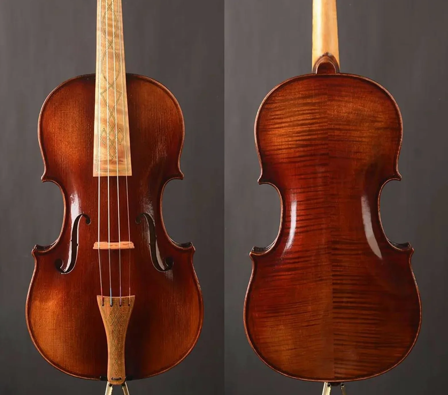 Violino Violini Barocchi 4/4 Fiammati Con Custodia E Archetto Per Principianti Verniciati A Mano