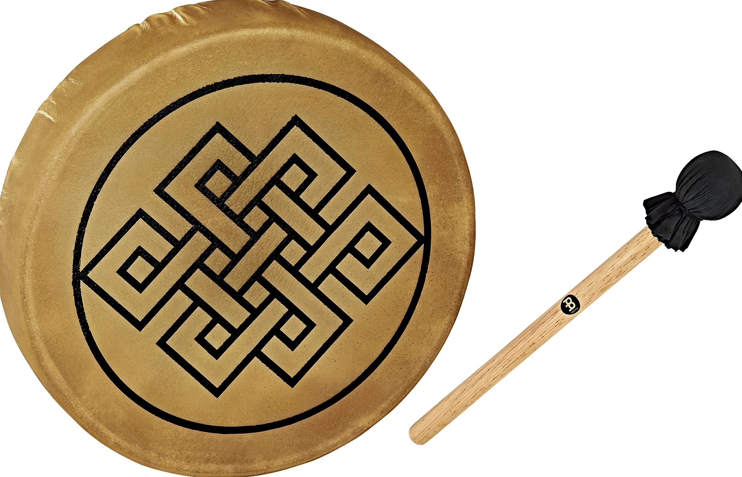 Sonic Energy Frame Drum 15 Pollici – Endless Knot – Tamburo a mano per meditazione, viaggi sonori, percussioni – Strumento sciamanico con pelle di bufalo – incluso battente (HOD15-EK)