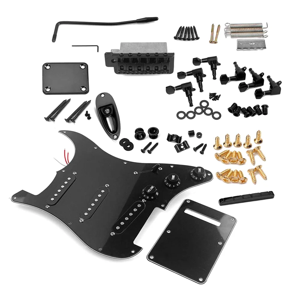 Kit completo di accessori fai da te per chitarra elettrica ST Style, con battipenna precablato, ponte SSS e accessori