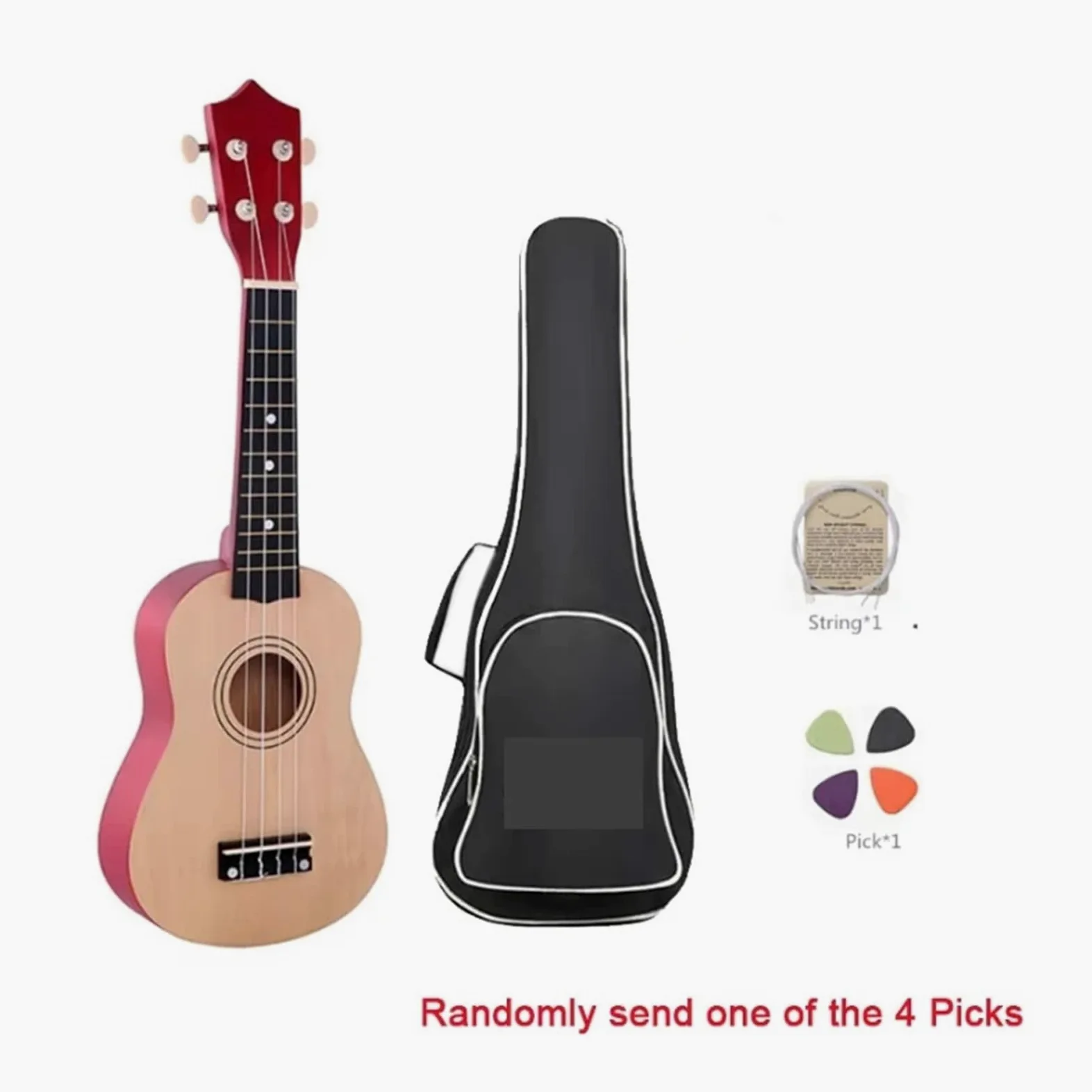 Ukulele Ukulele Soprano da 21 Pollici for Principianti Ukulele a Quattro Corde, Corde, plettro, Strumento Musicale for scuole e Principianti