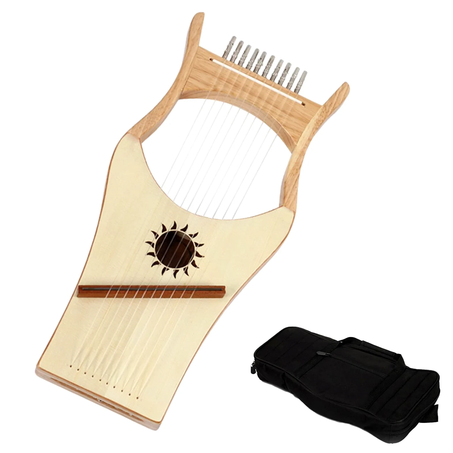Arpa Lira Classica a 10 Corde in Metallo, Piccola Arpa per Principianti, Portatile, Facile da Imparare, Strumento Musicale Lira con Borsa per Il Trasporto (Stile: A)
