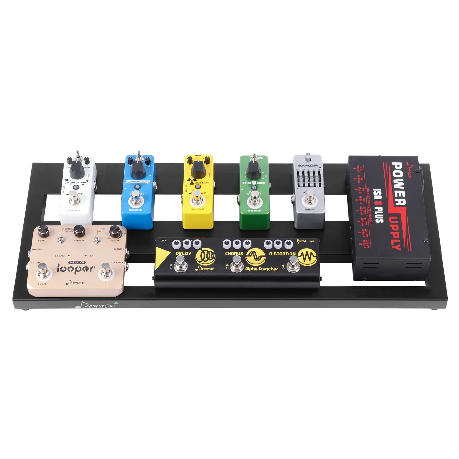 Donner DB-2 Pedalboard Pedaliera in alluminio per Effetti a Pedale con Custodia, 510 * 200 * 30 MM