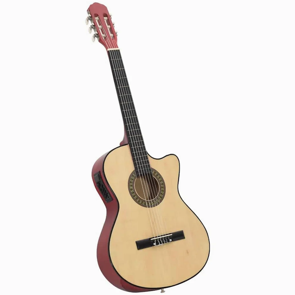Genérico Set Chitarra Western 12 pz con Equalizzatore e 6 Corde,Marrone Chiaro,3.8kg,70137