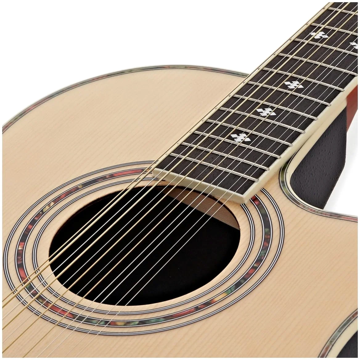 12 String Roundback Guitar by Gear4music Natural | Accordatore e controlli tono integrati, corpo ABS roundback per comfort e proiezione, suono iconico 12 corde