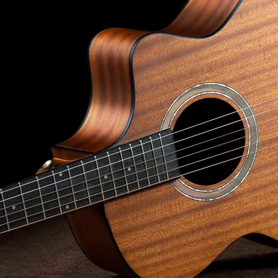 Kit per chitarra acustica con corde in acciaio, completamente in legno lucido, con set di accessori premium e custodia, grigio, 104,1 cm