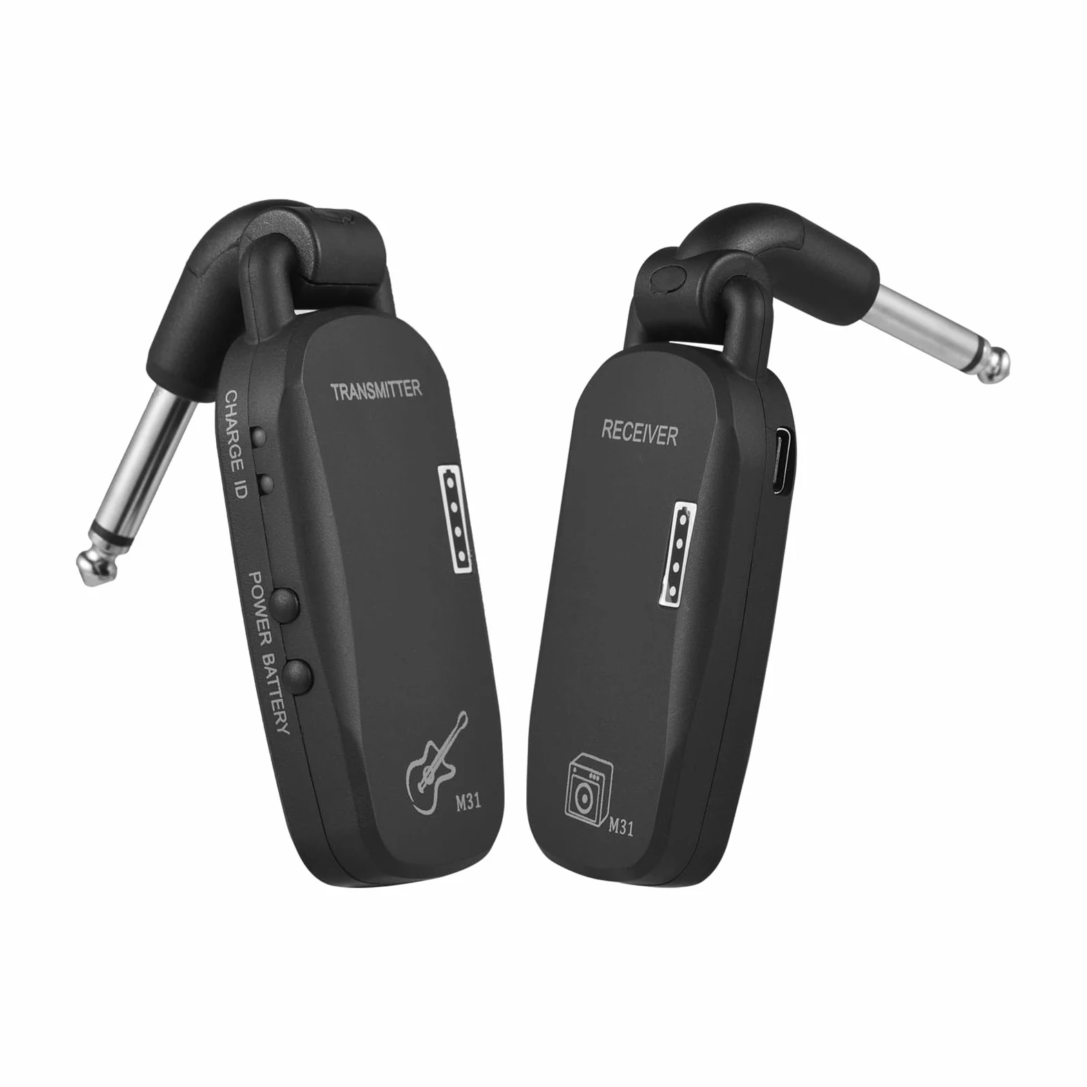 Irfora Sistema wireless 2.4G Sistema ricevitore trasmettitore wireless professionale per basso per chitarra Sistema audio portatile ricaricabile TX e RX per basso elettrico
