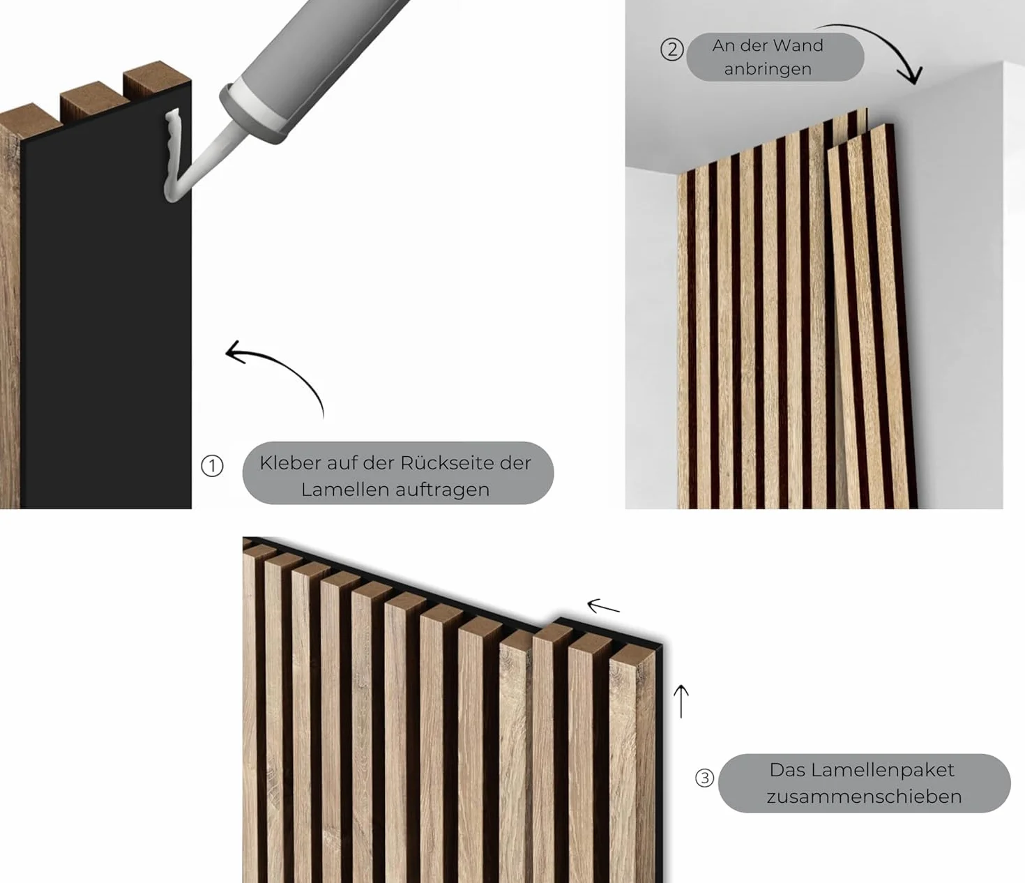 Pannelli Fonoassorbenti Acustici MDF Grigio Arctis 2 Pezzi 26,5x240 cm su Piastra Nera Facile da Montare per Pareti Interne Stile Moderno