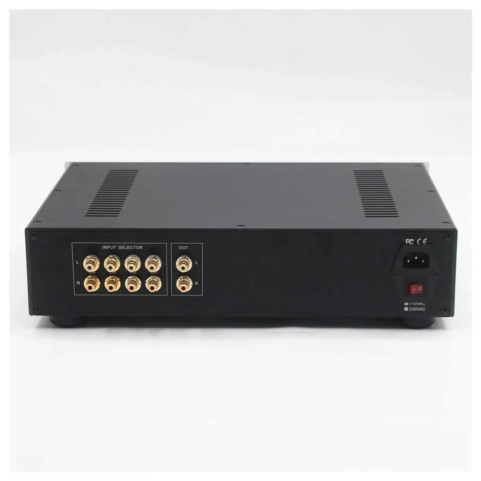 STR12A-Max ECC82 Preamplificatore HiFi Audio con telecomando a valvole, 4 ingressi e 1 uscita(115V)
