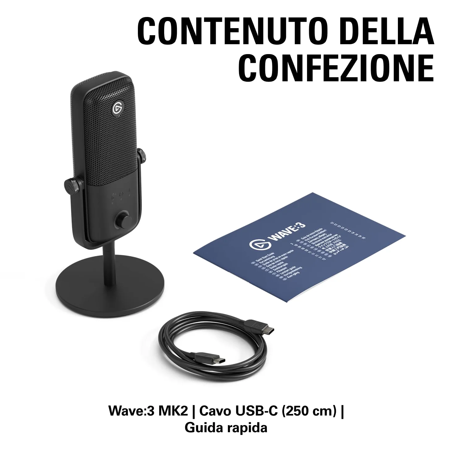 Elgato Wave:3 MK.2 – Microfono a condensatore USB premium per streaming e podcasting con Wave FX Processor, DSP integrato, Clipguard 2.0 e VST inserts – Funziona su PC e Mac