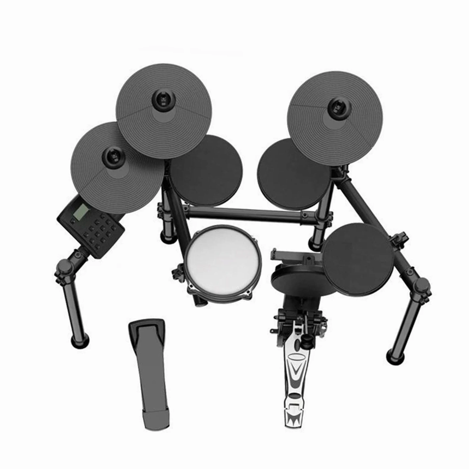 Batteria Elettronica Professionale Five Drum Full Mesh Electronic Drum Set con metronomo Integrato Pad per Esercizi Professionale Supporto per Batteria