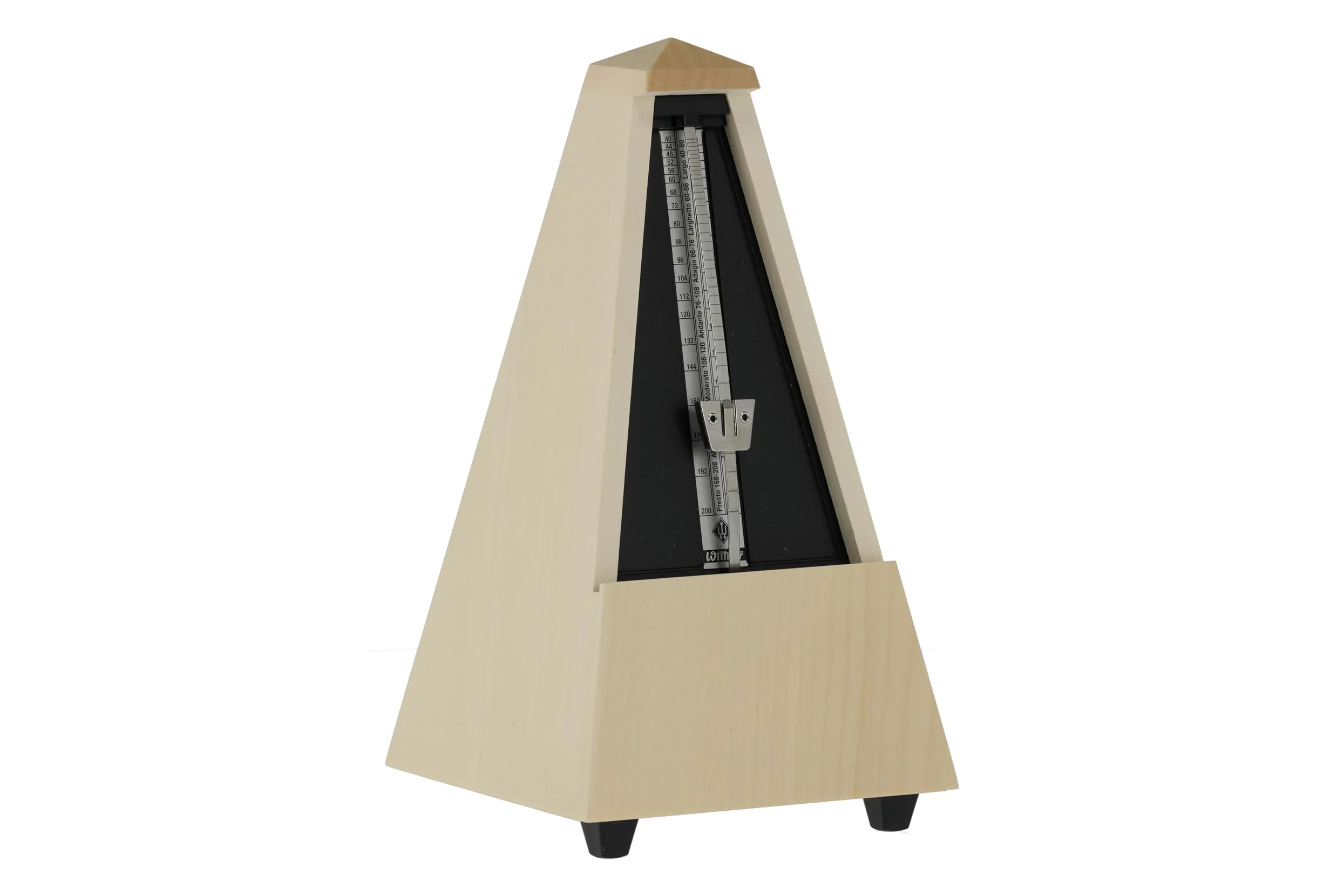 Wittner Metronomo Taktell forma piramidale Sistema Maelzel Serie 810 - Custodia in legno massello - Con campana - Acero naturale opaco - Non richiede batterie - Made in Germany