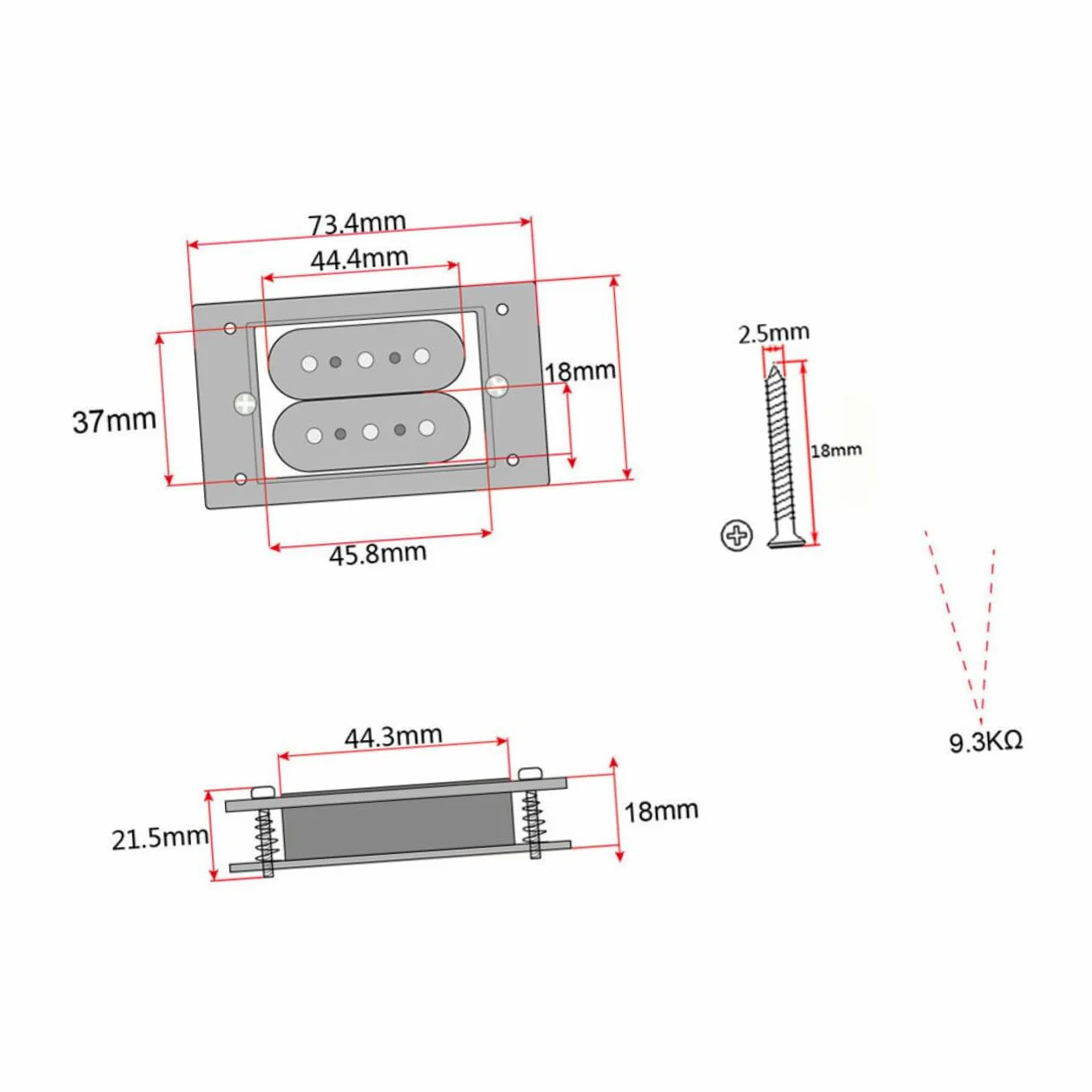Pickup 3 Corde Humbucker Doppia Bobina per Chitarra Elettrica Modello Gmb511 in Metallo Marrone Suono e Alta Uscita per Musicisti